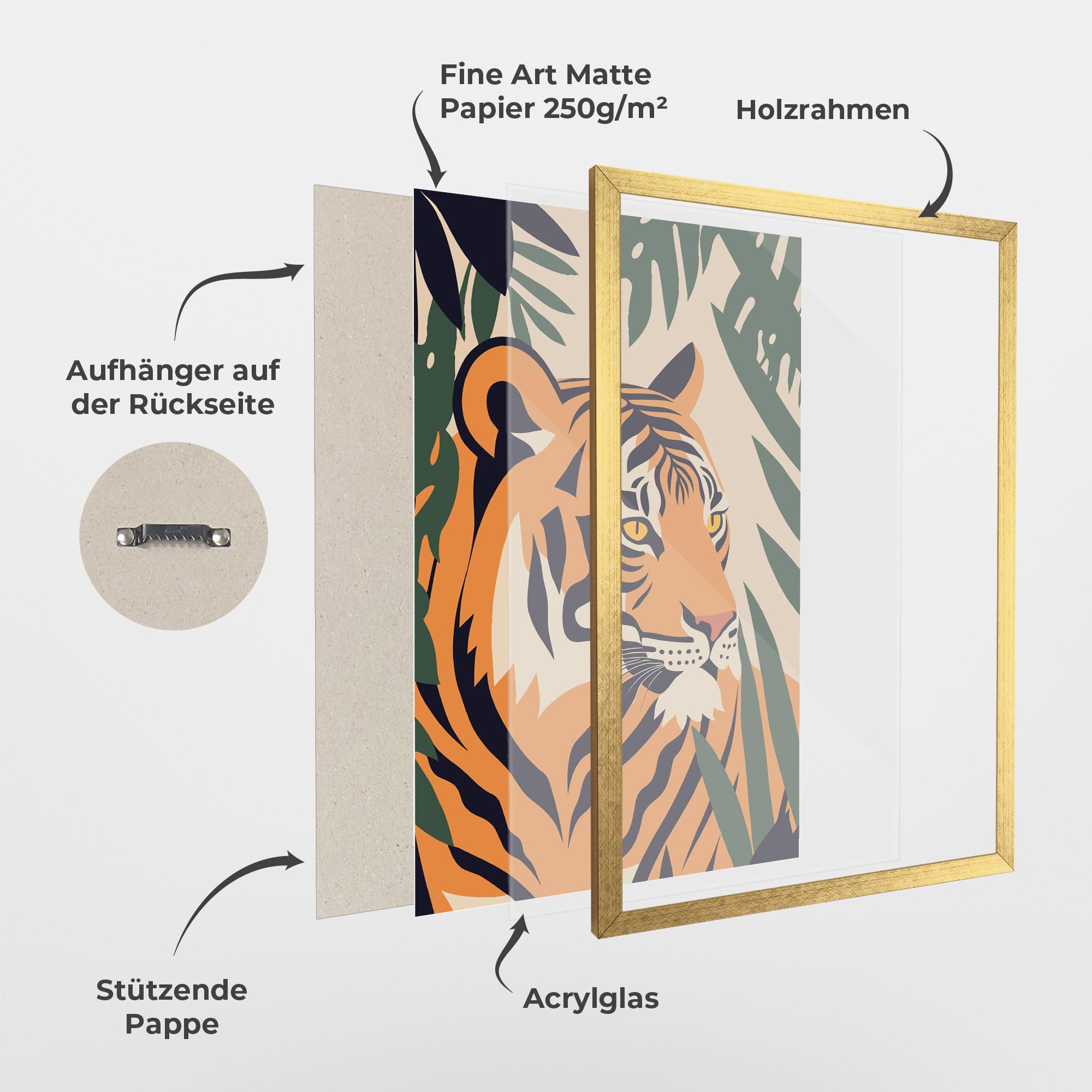 Gerahmte Poster Cartoon Style Tiger mockup 1