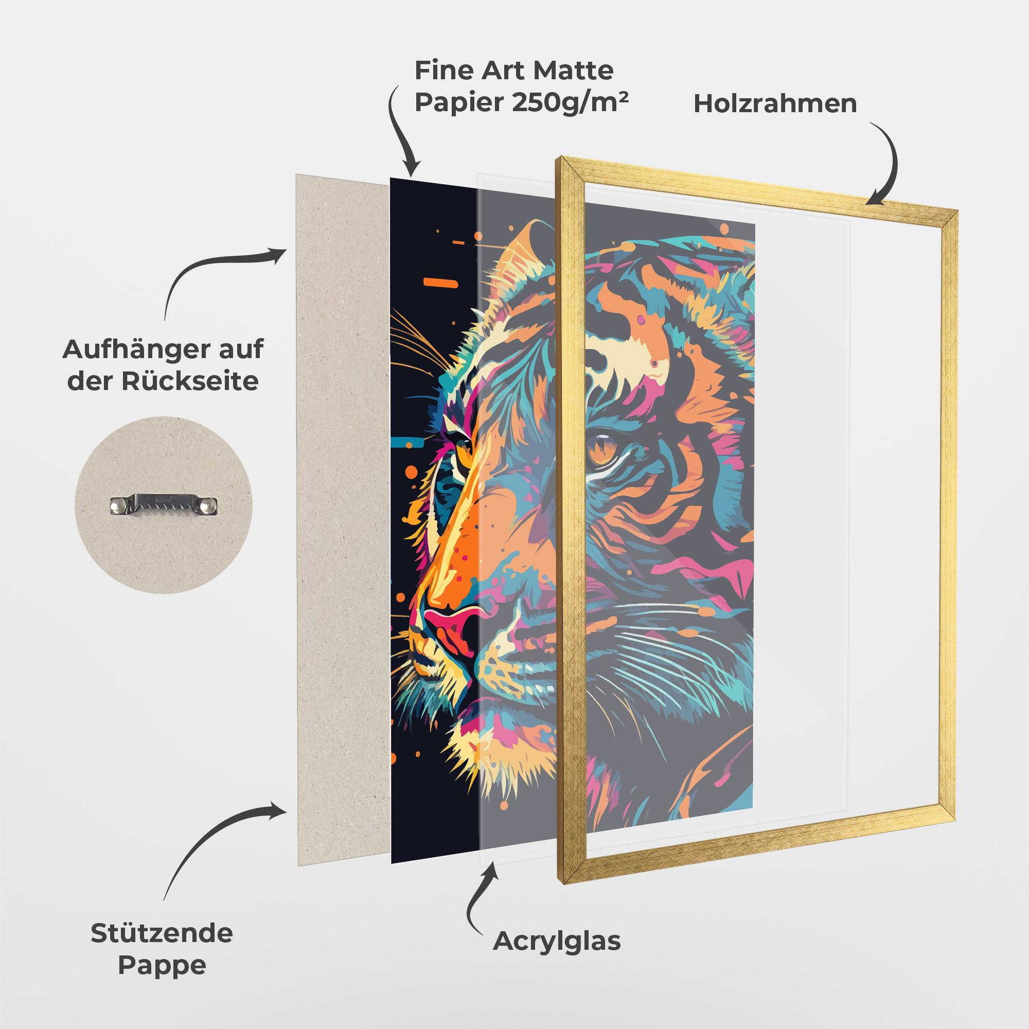 Gerahmte Poster Colorful Tiger mockup 1