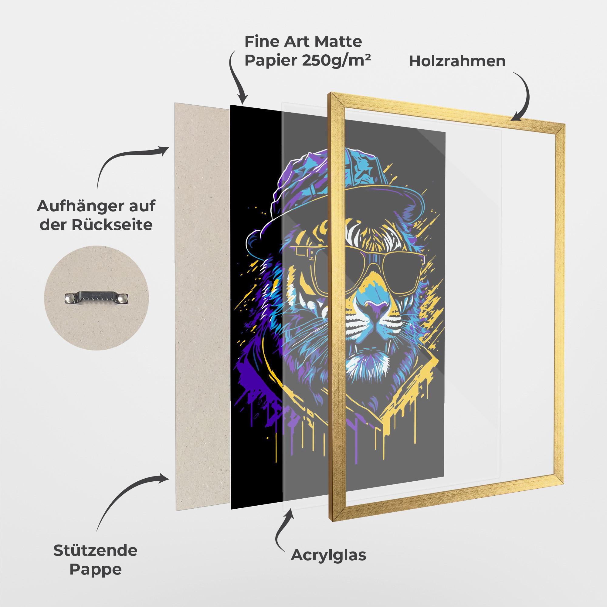 Gerahmte Poster Glasses Tiger mockup 1