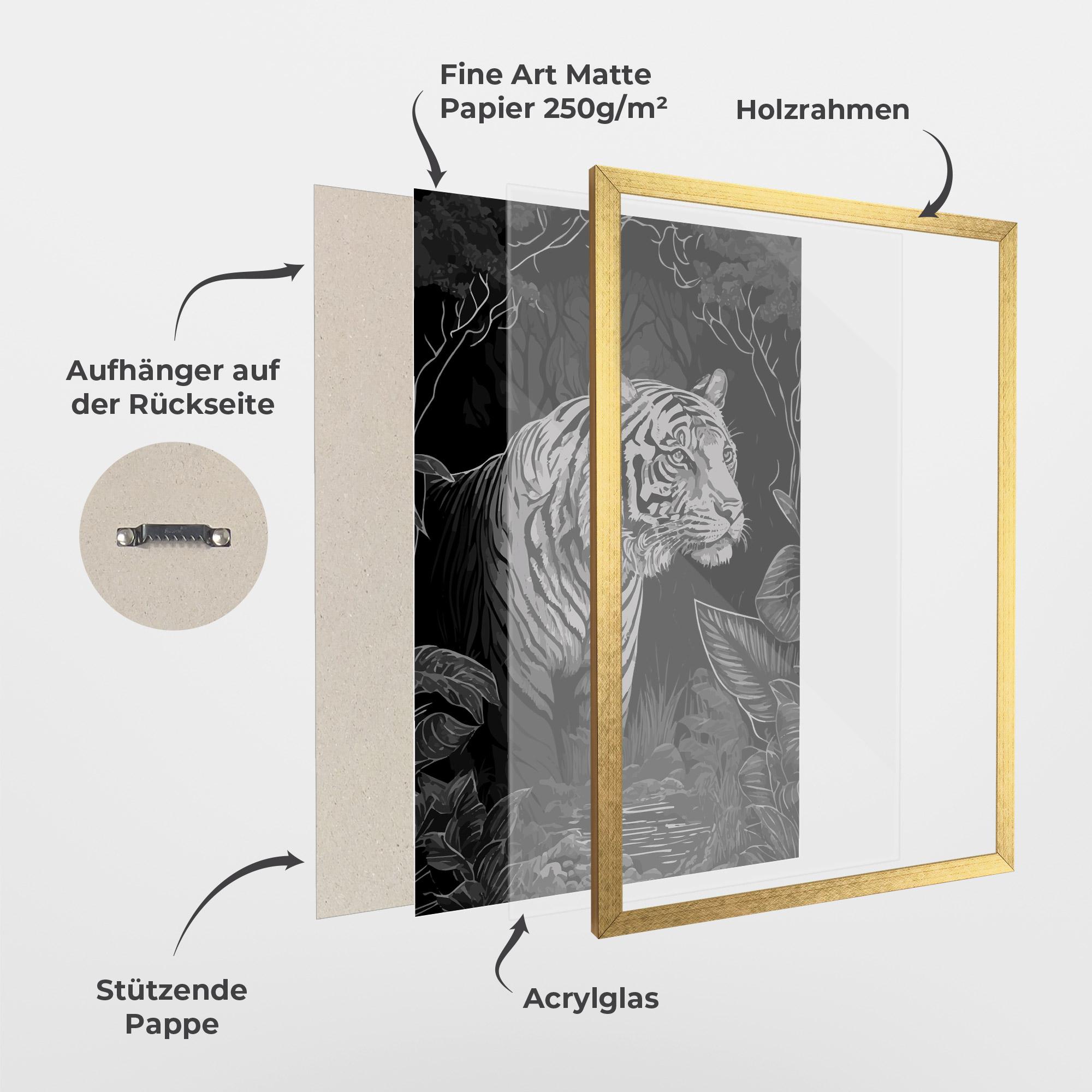 Gerahmte Poster Grey Tiger mockup 1