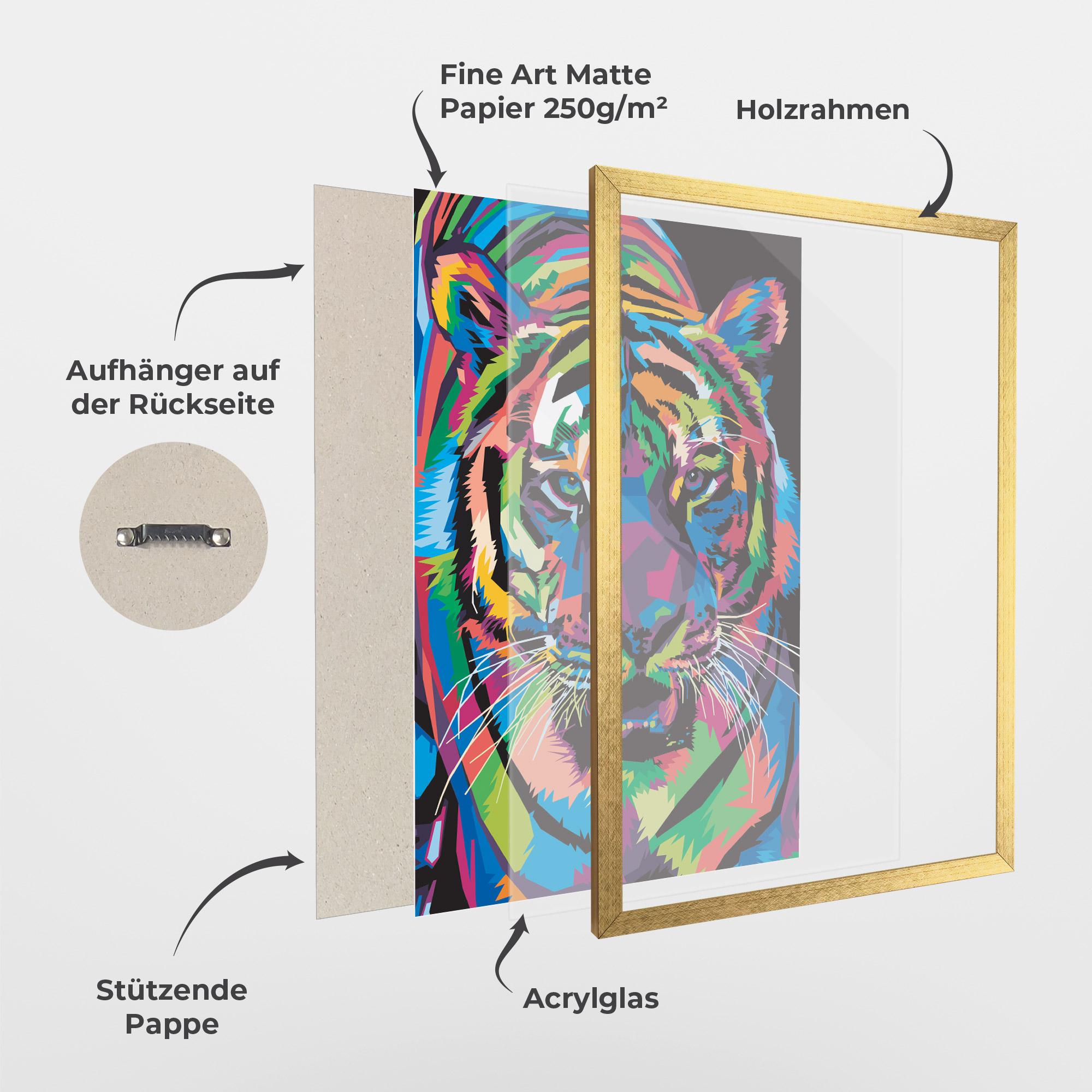 Gerahmte Poster Mix Color Tiger mockup 1