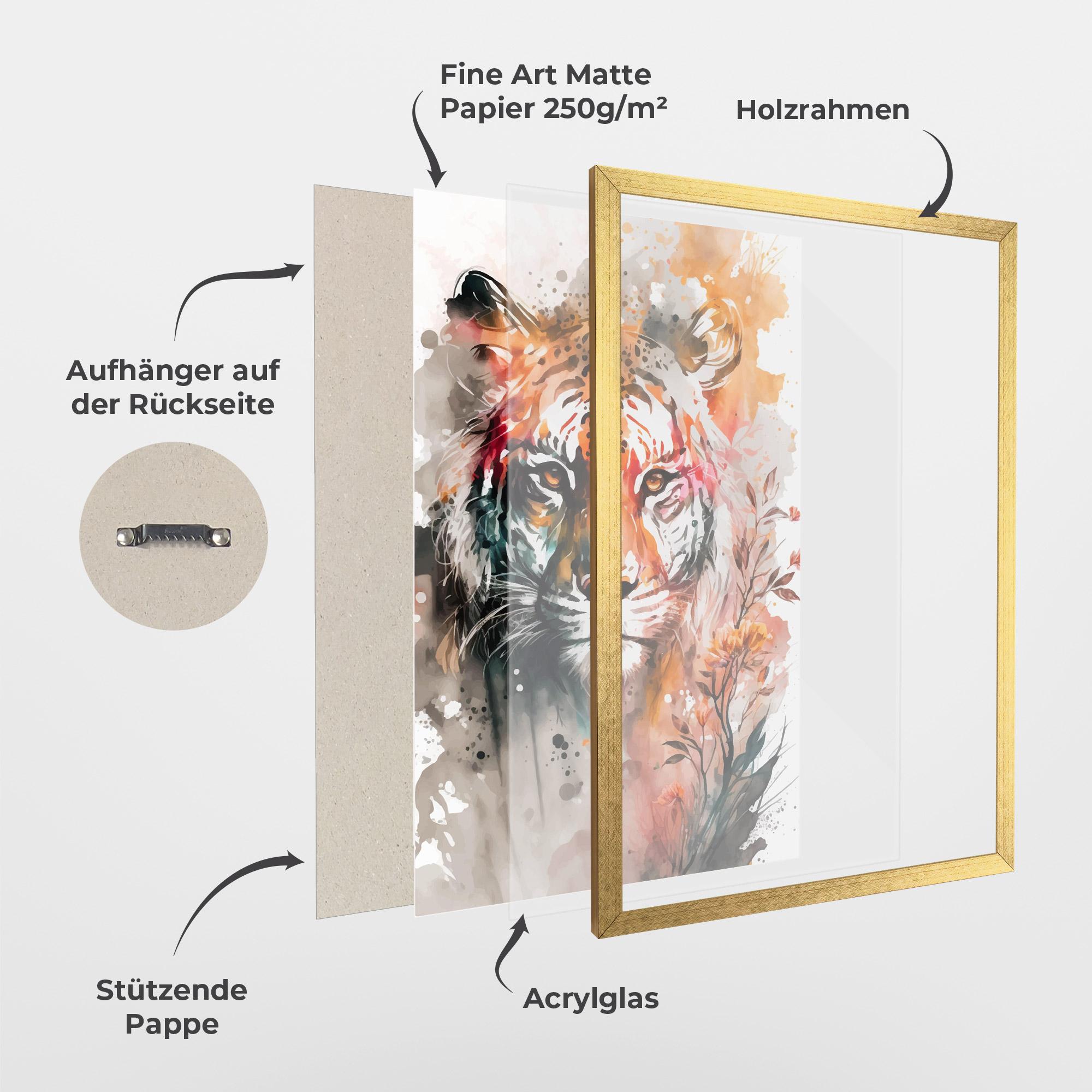 Gerahmte Poster Orange Art Tiger mockup 1