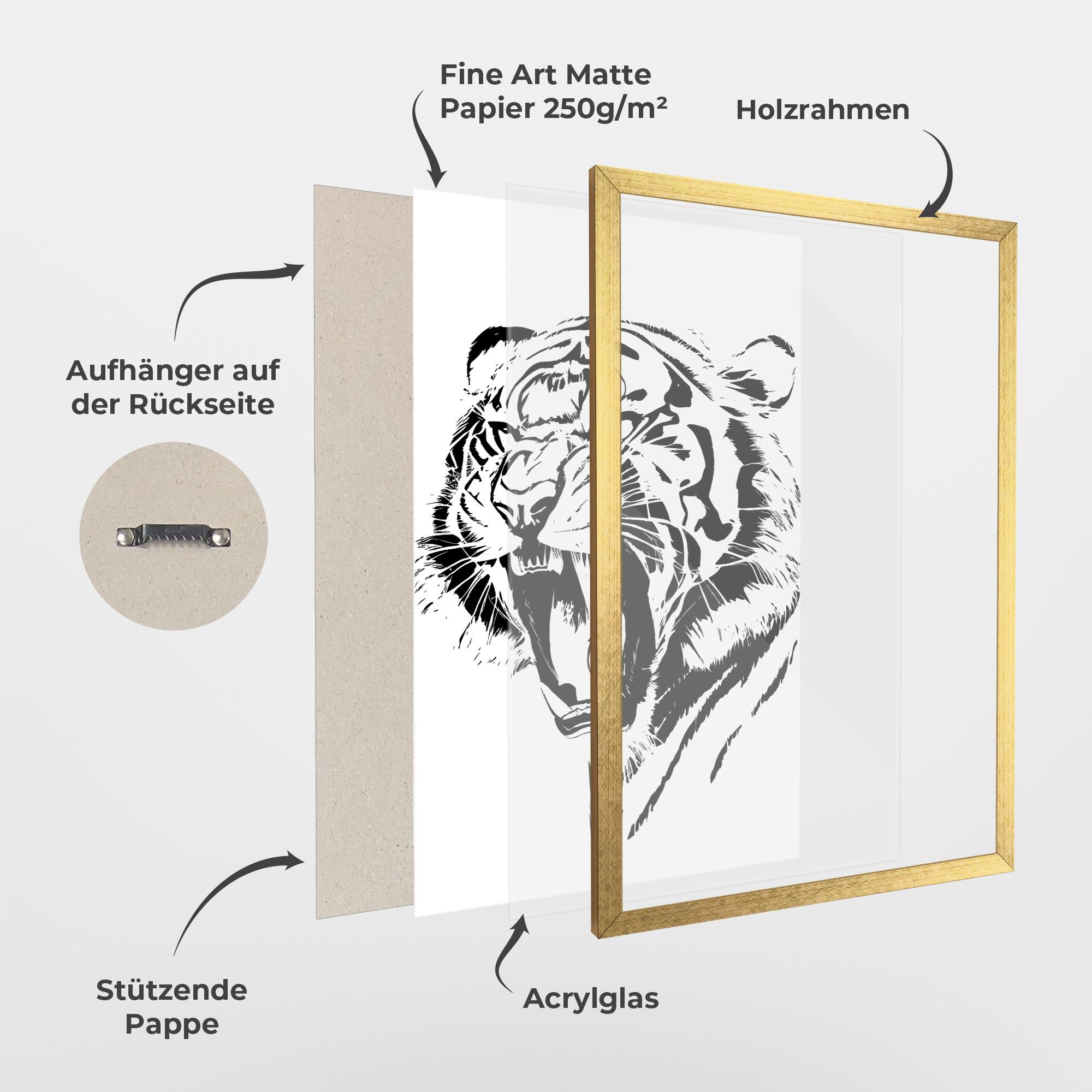 Gerahmte Poster Roaring Tiger mockup 1