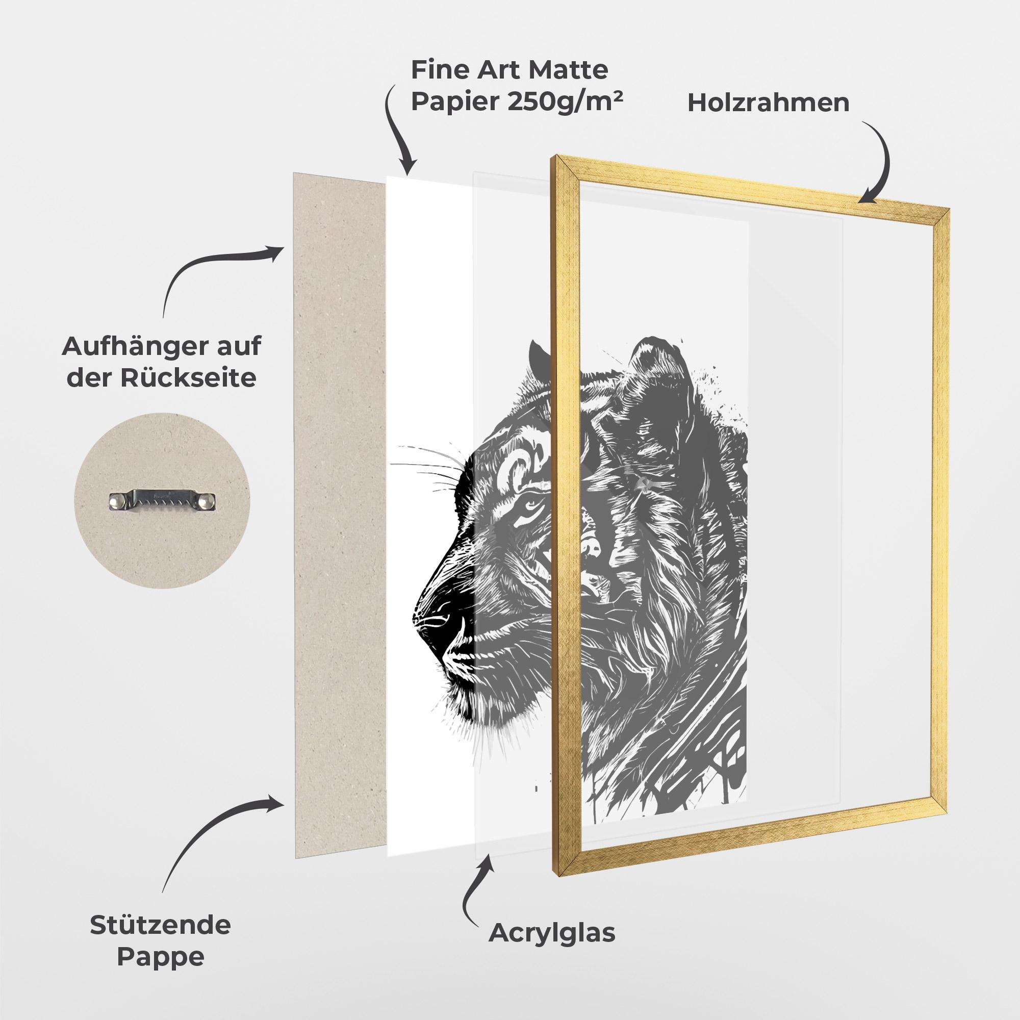 Gerahmte Poster Tiger Profile mockup 1