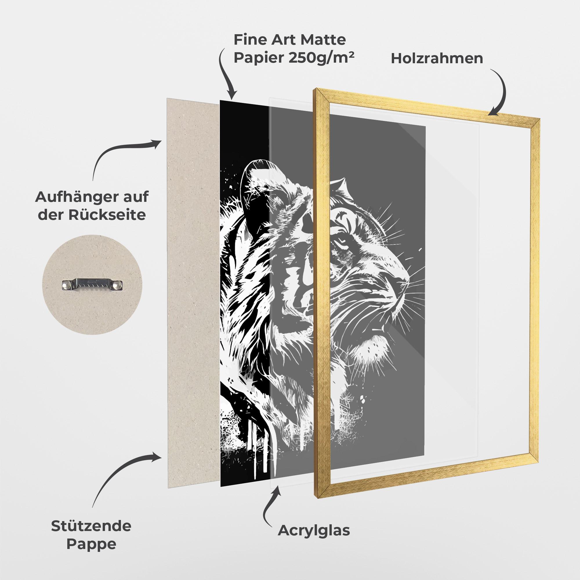 Gerahmte Poster White Ink Tiger mockup 1