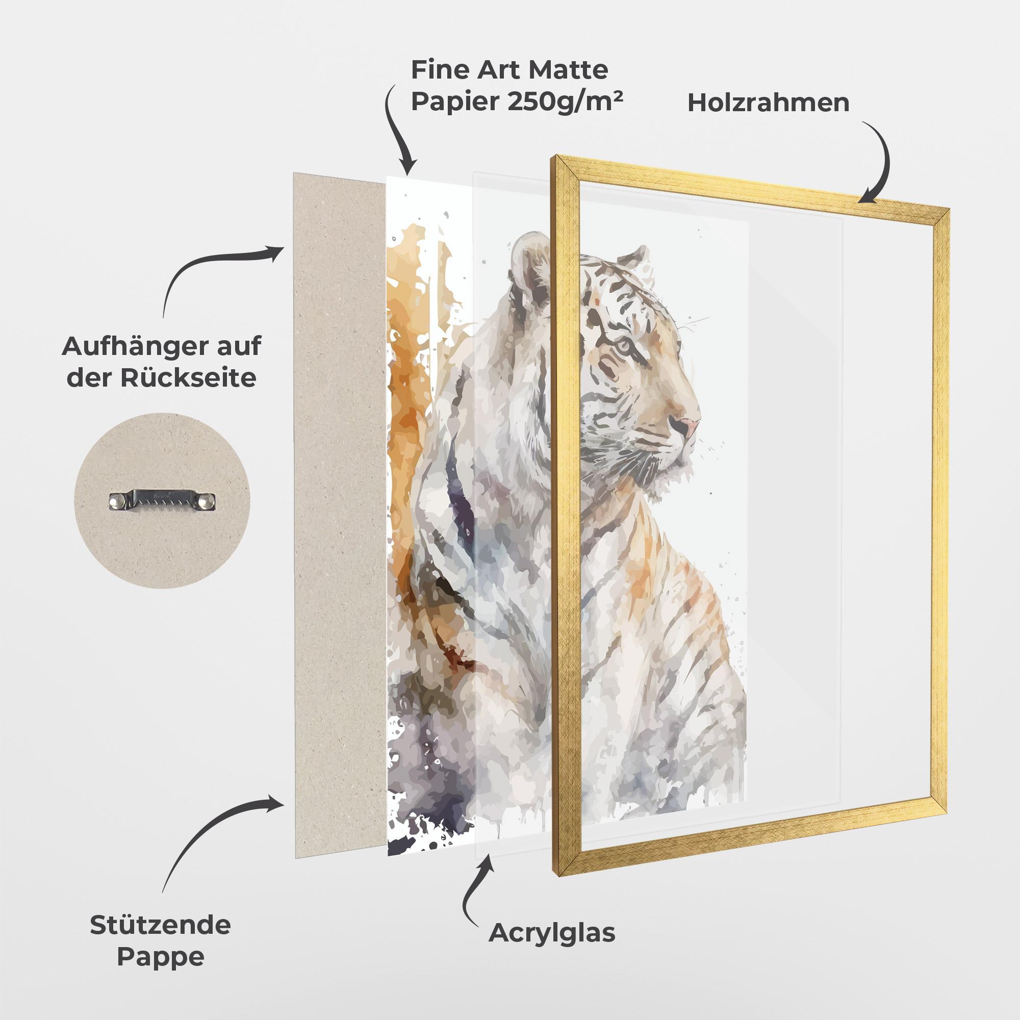 Gerahmte Poster White Tiger Art mockup 1