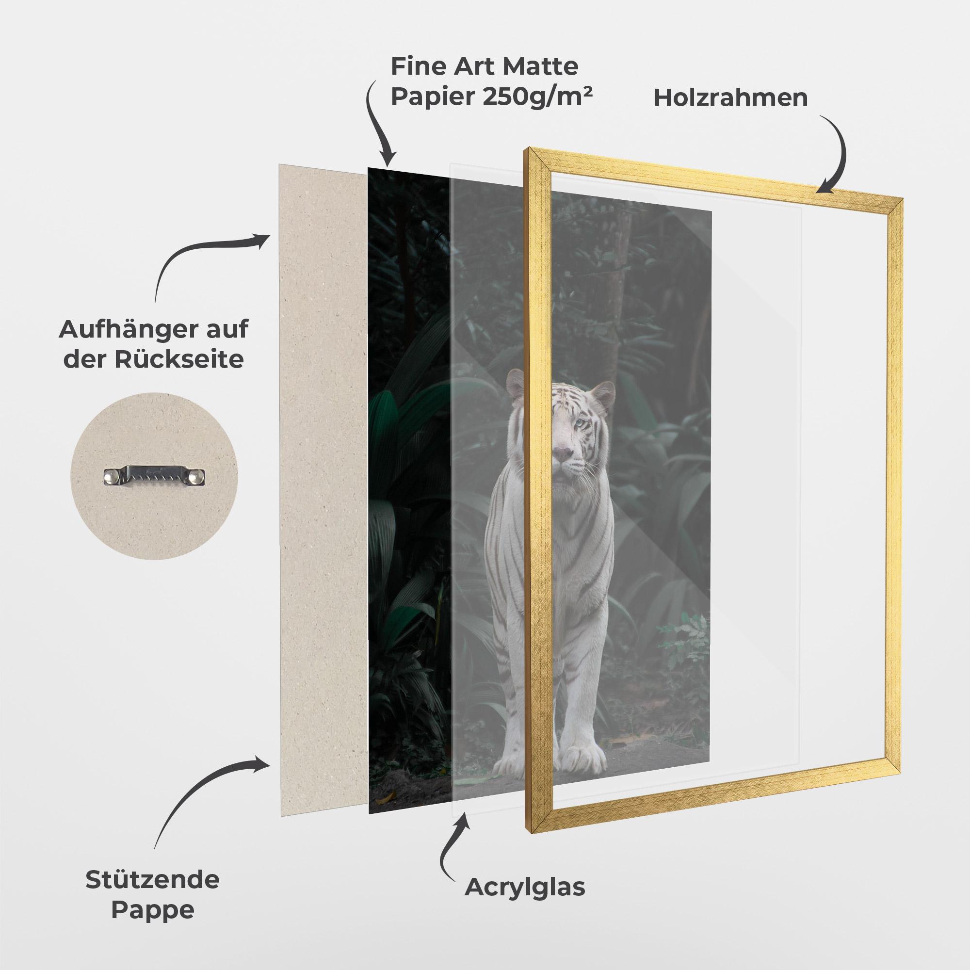 Gerahmte Poster White Tiger mockup 1