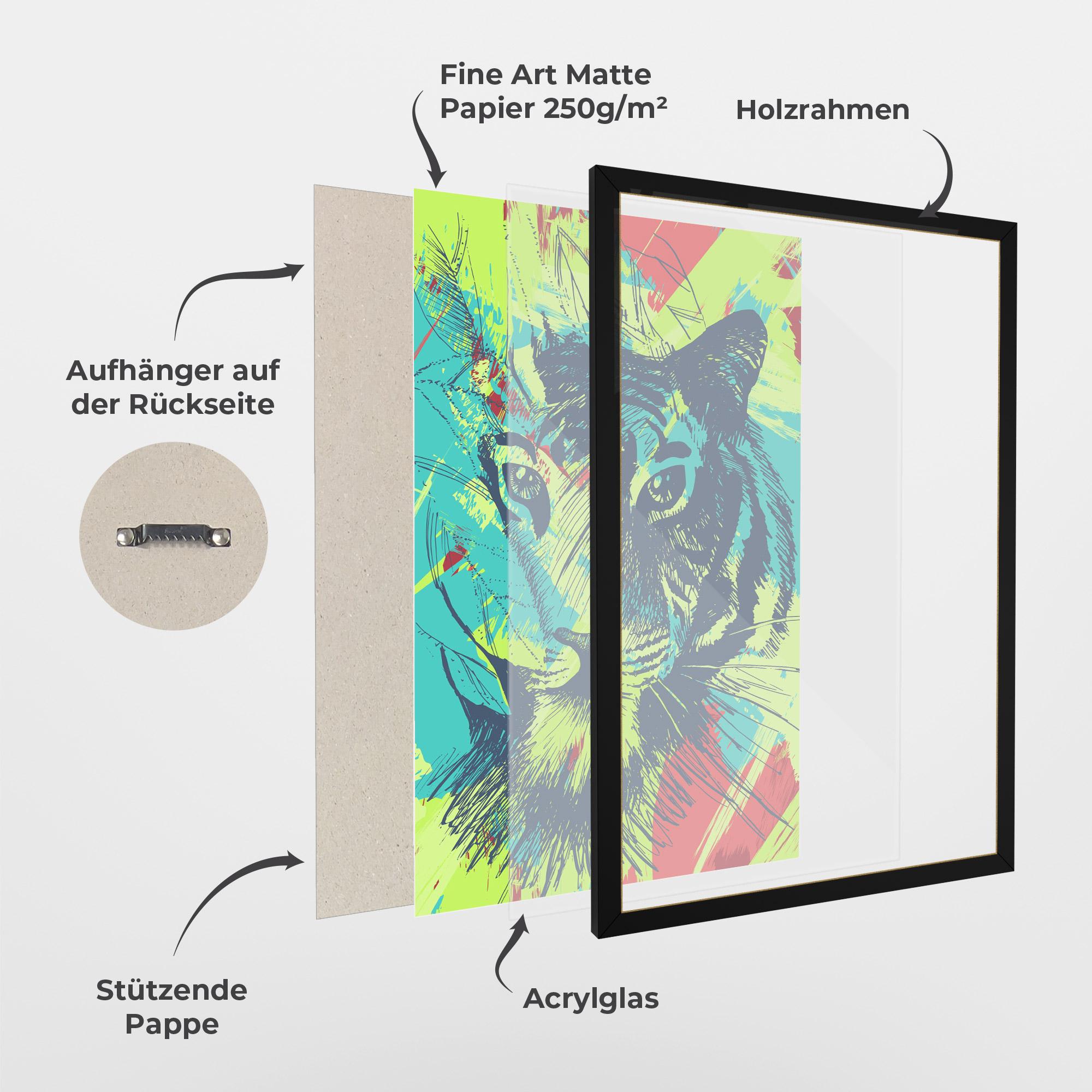 Gerahmte Poster Blue Green Tiger mockup 1