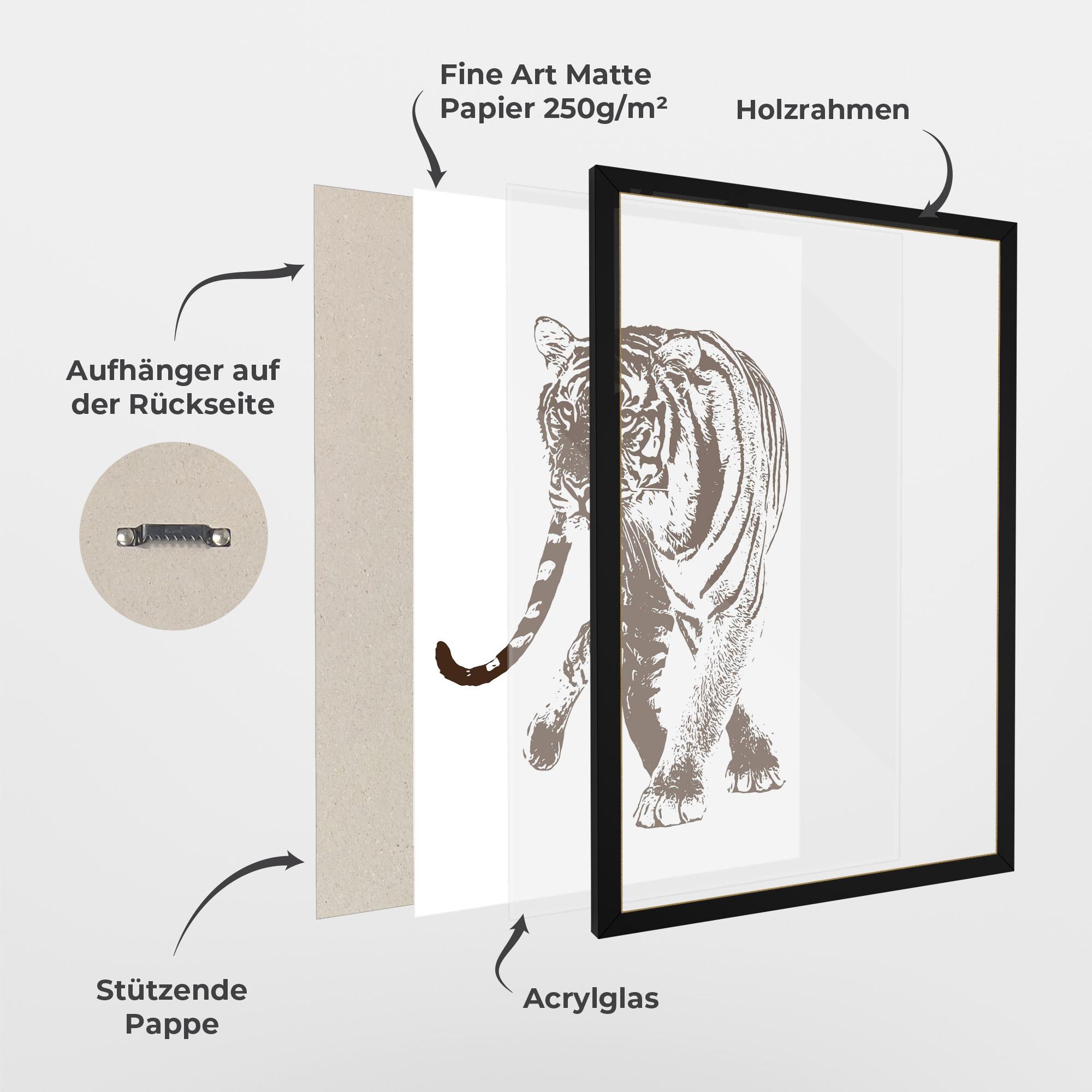 Gerahmte Poster Brown Line Tiger mockup 1