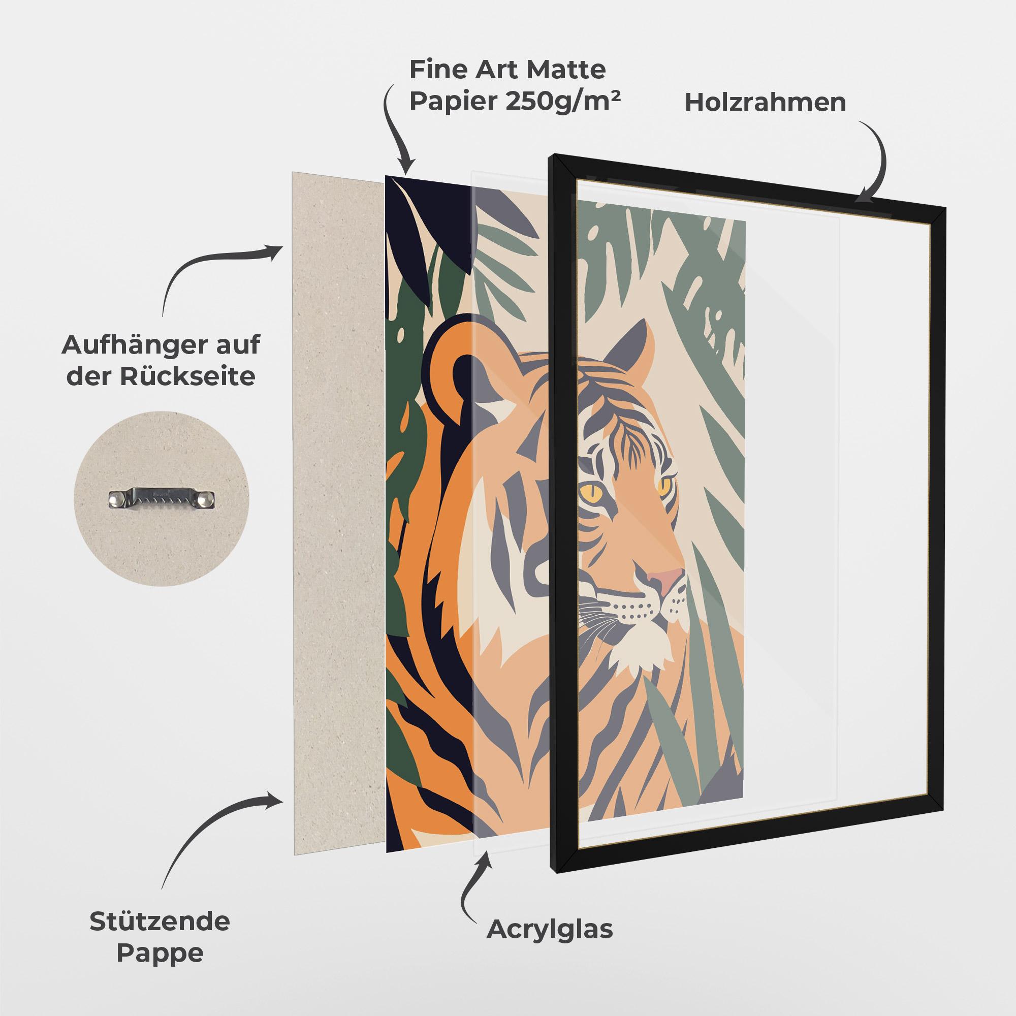 Gerahmte Poster Cartoon Style Tiger mockup 1