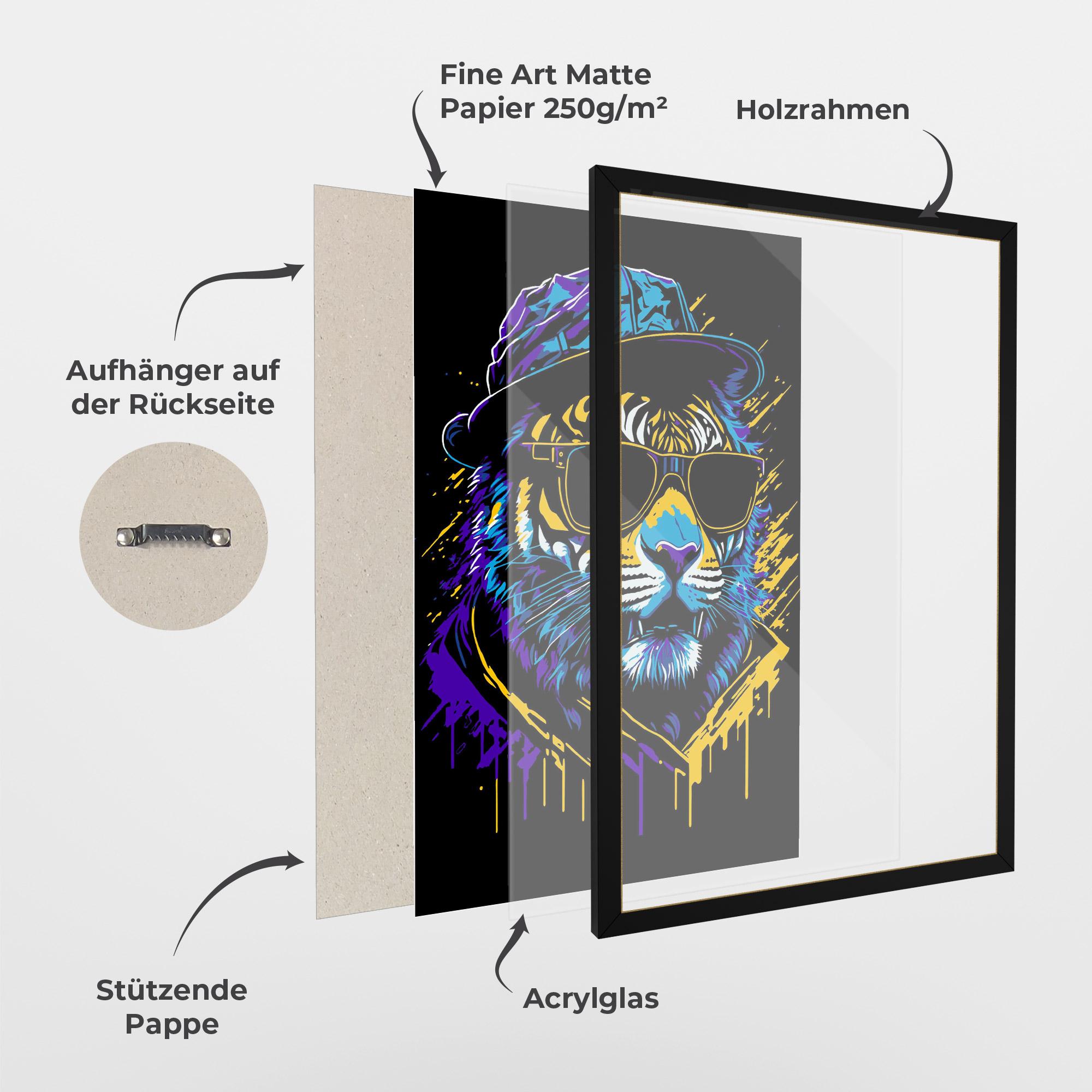 Gerahmte Poster Glasses Tiger mockup 1