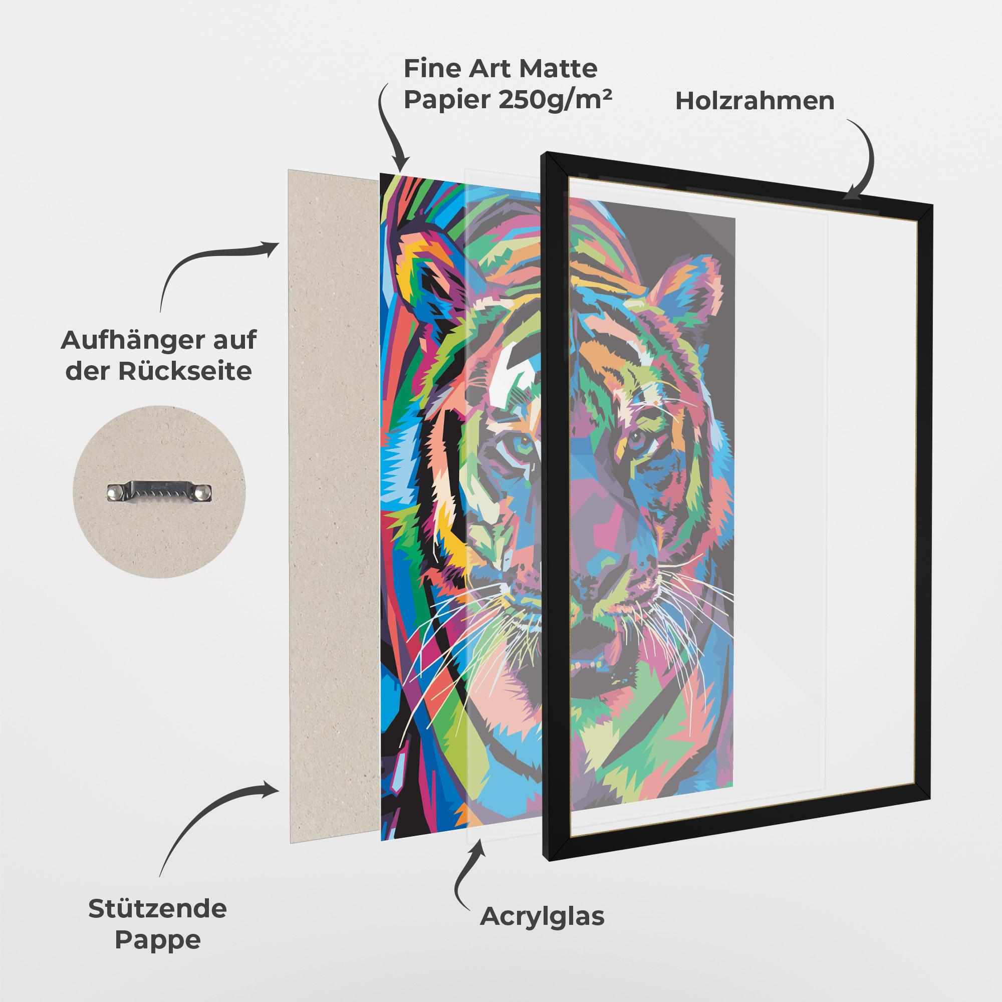 Gerahmte Poster Mix Color Tiger mockup 1