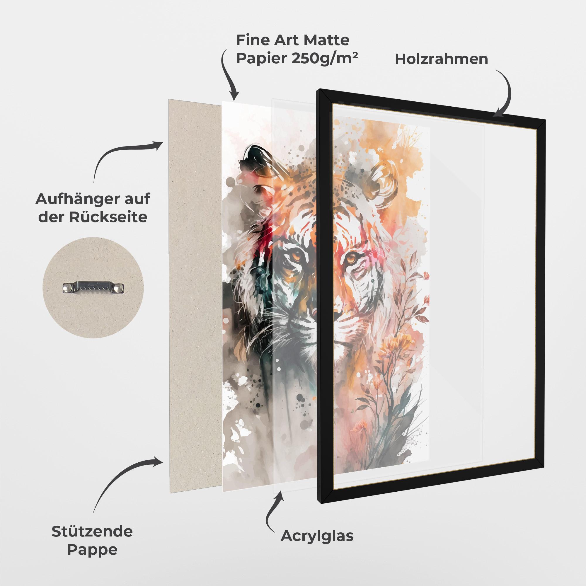 Gerahmte Poster Orange Art Tiger mockup 1