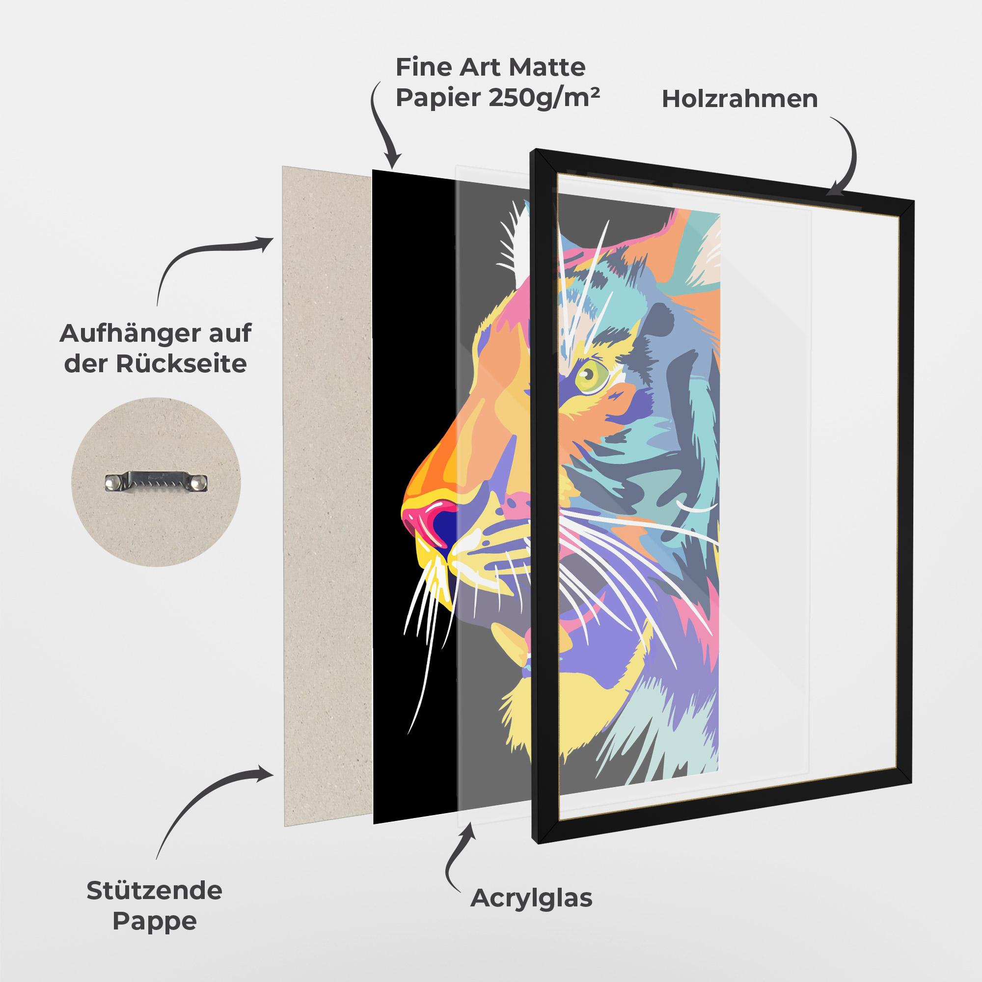 Gerahmte Poster Pretty Colorful Tiger mockup 1