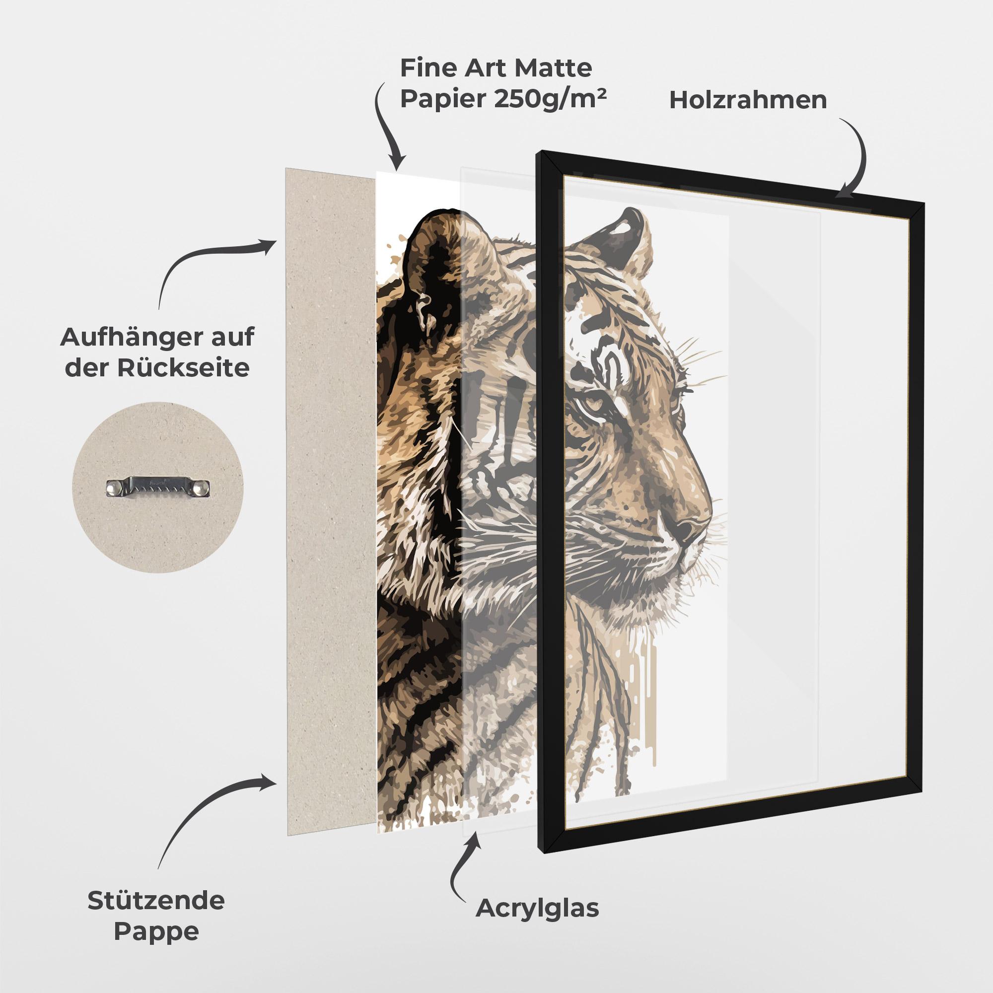 Gerahmte Poster Pretty Tiger Art mockup 1