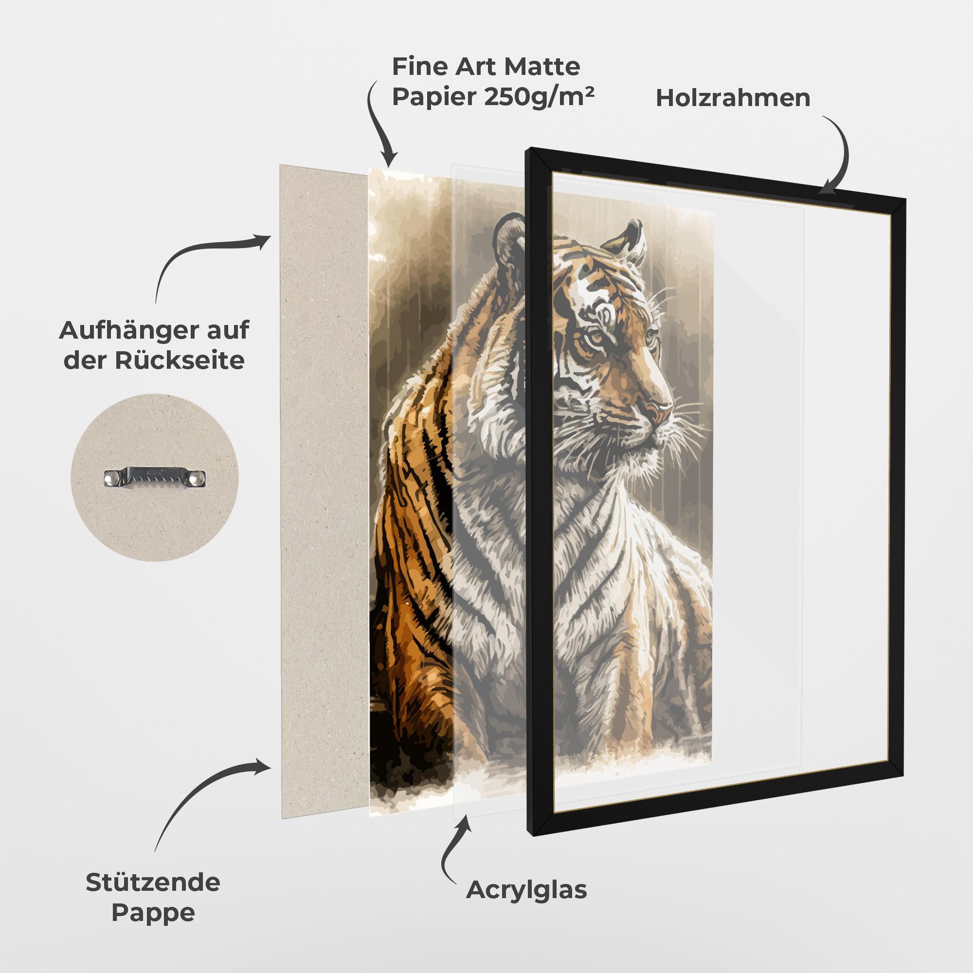 Gerahmte Poster Rain Tiger mockup 1