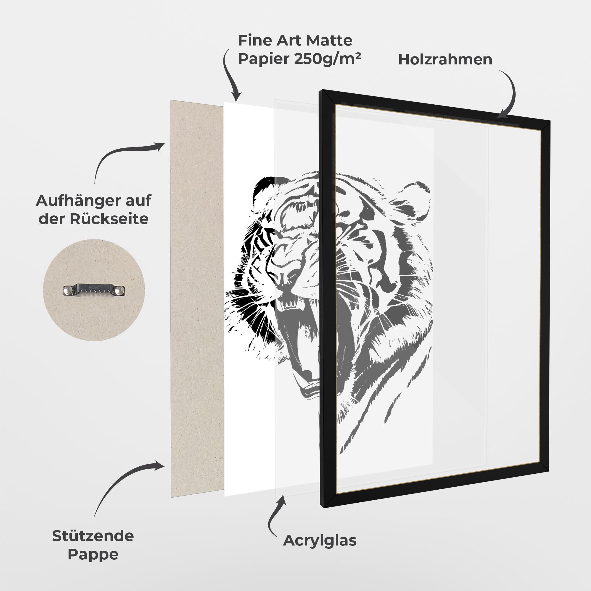 Gerahmte Poster Roaring Tiger mockup 1