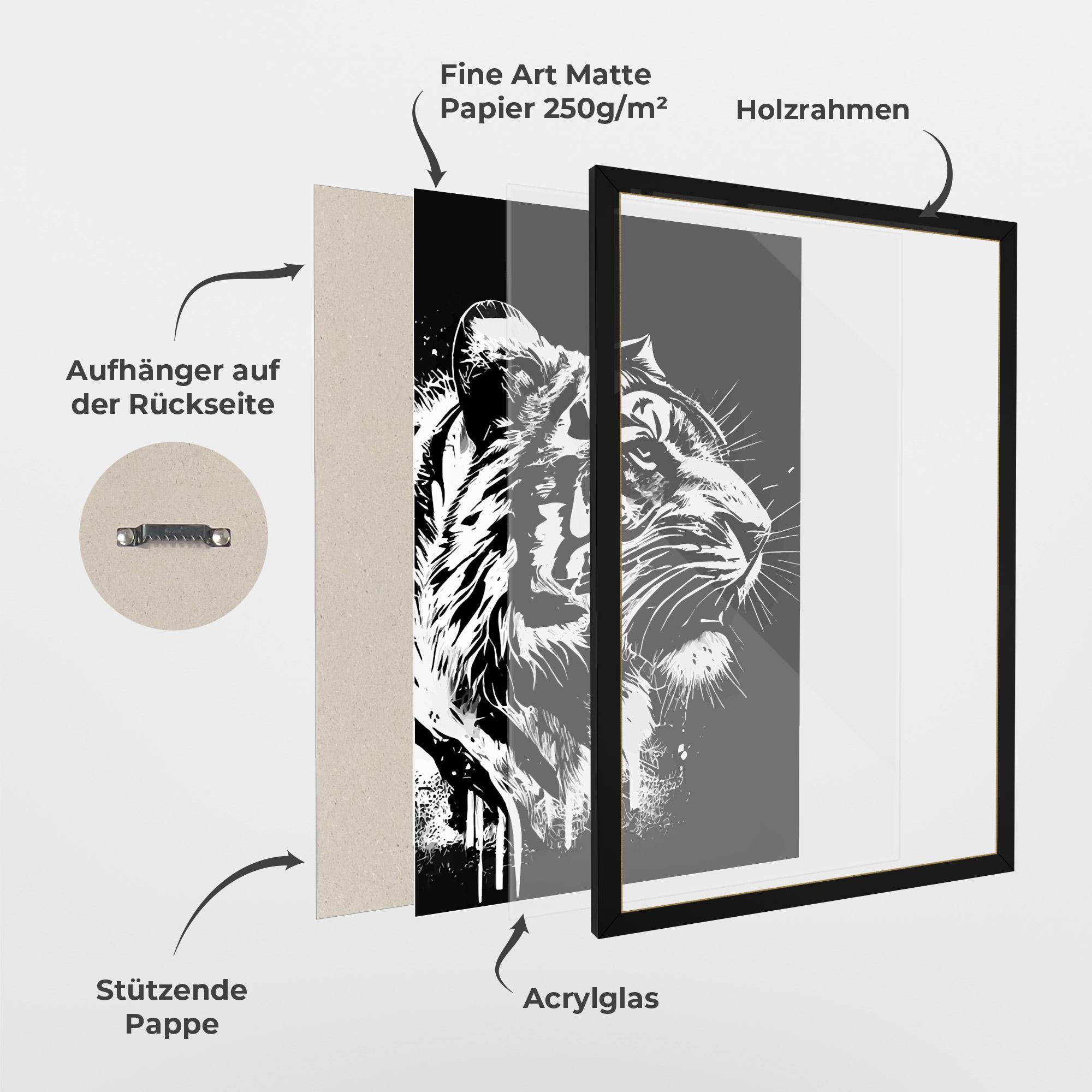 Gerahmte Poster White Ink Tiger mockup 1