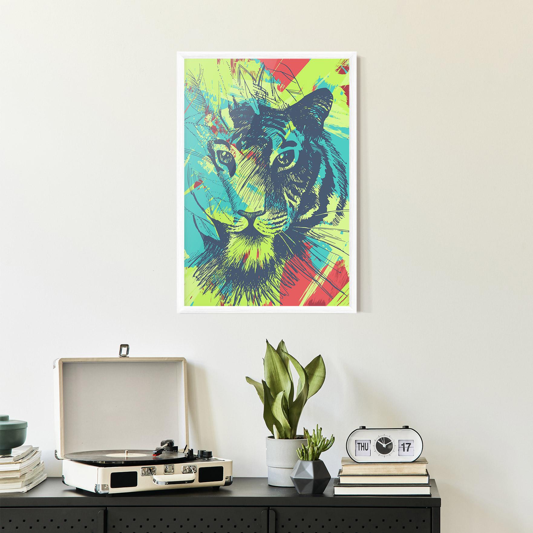 Gerahmte Poster Blue Green Tiger mockup 2