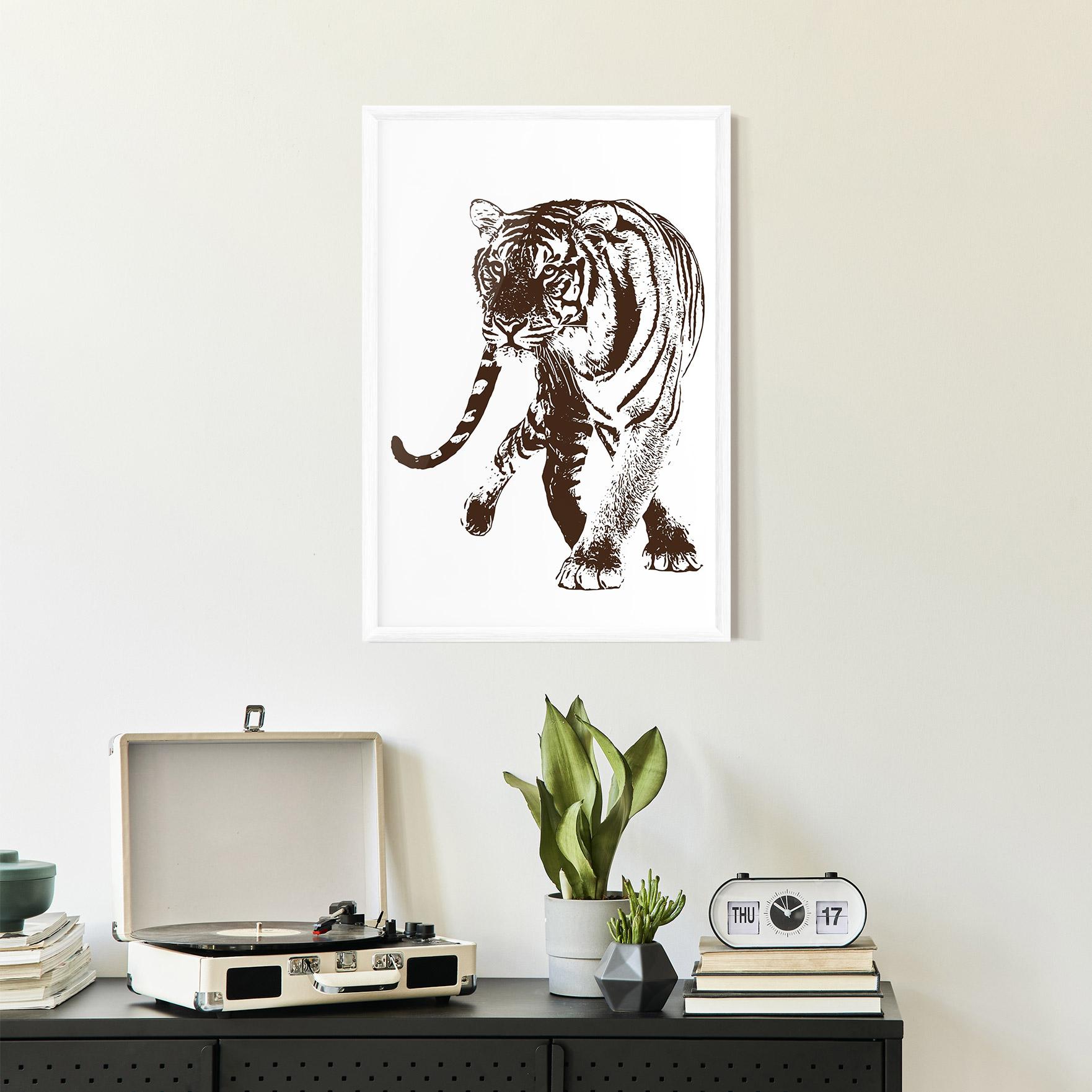 Gerahmte Poster Brown Line Tiger mockup 2