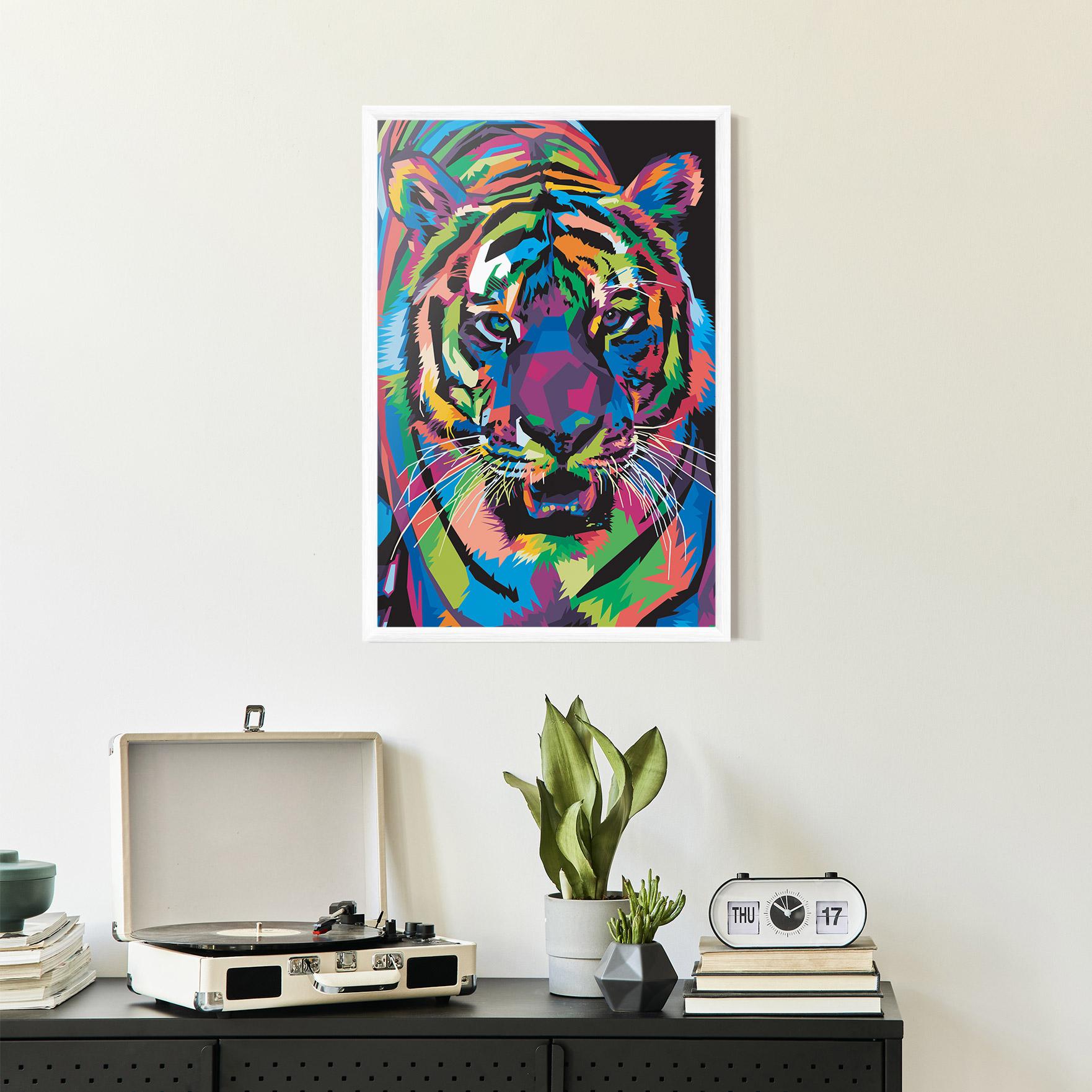 Gerahmte Poster Mix Color Tiger mockup 2
