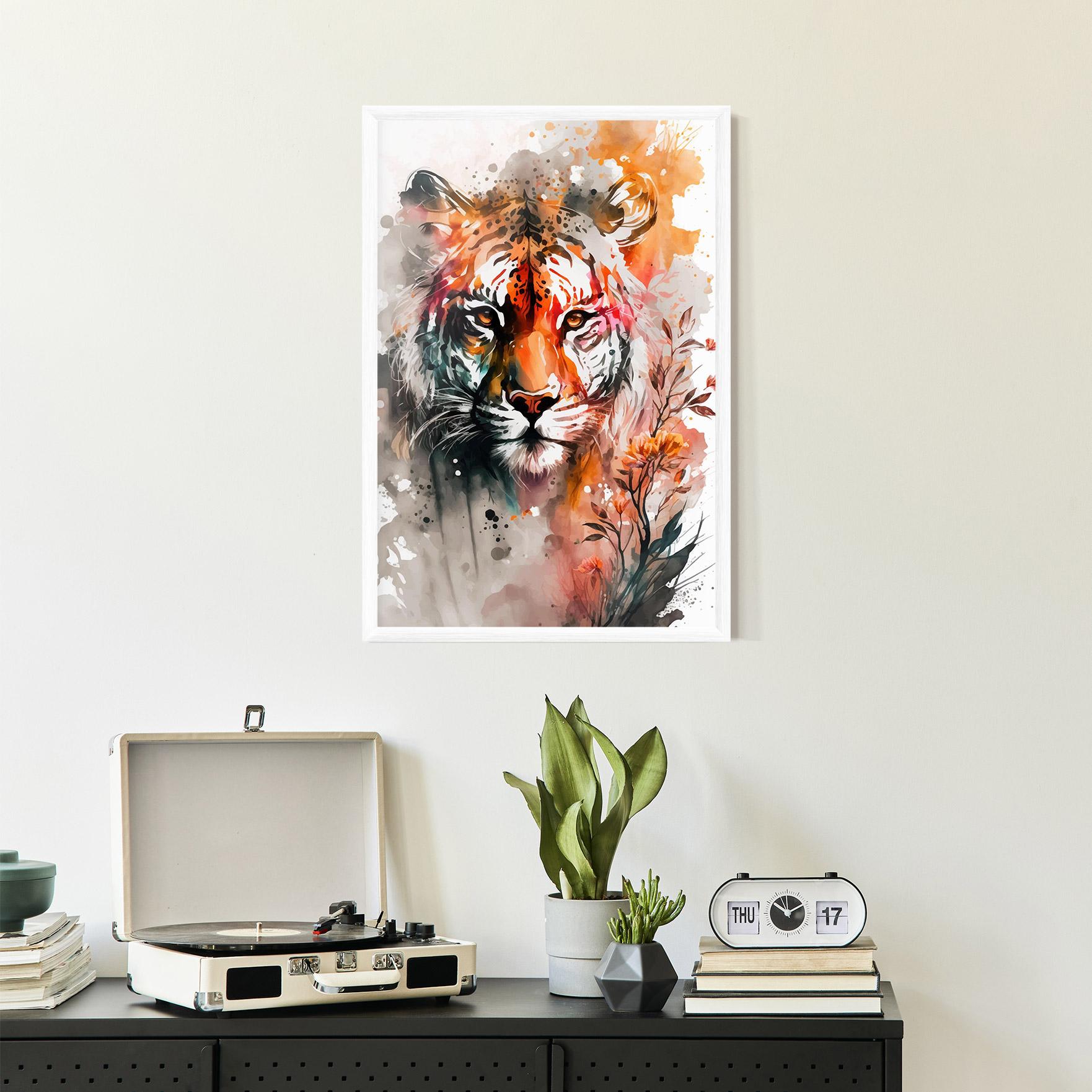 Gerahmte Poster Orange Art Tiger mockup 2