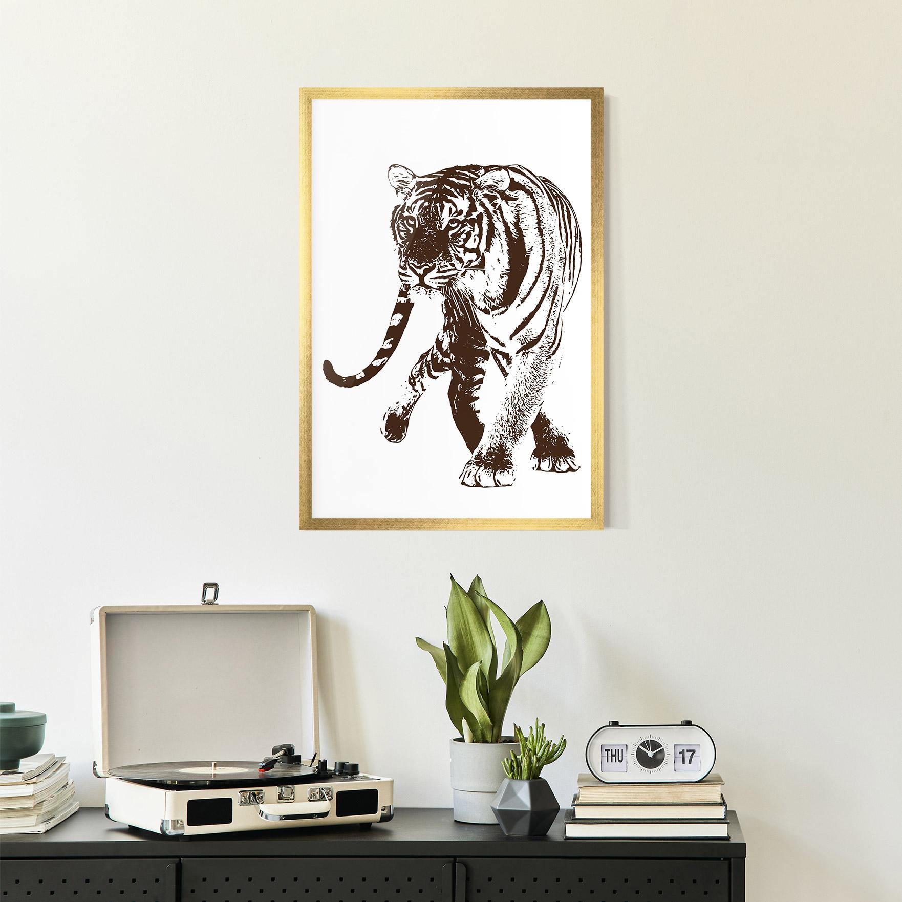 Gerahmte Poster Brown Line Tiger mockup 2