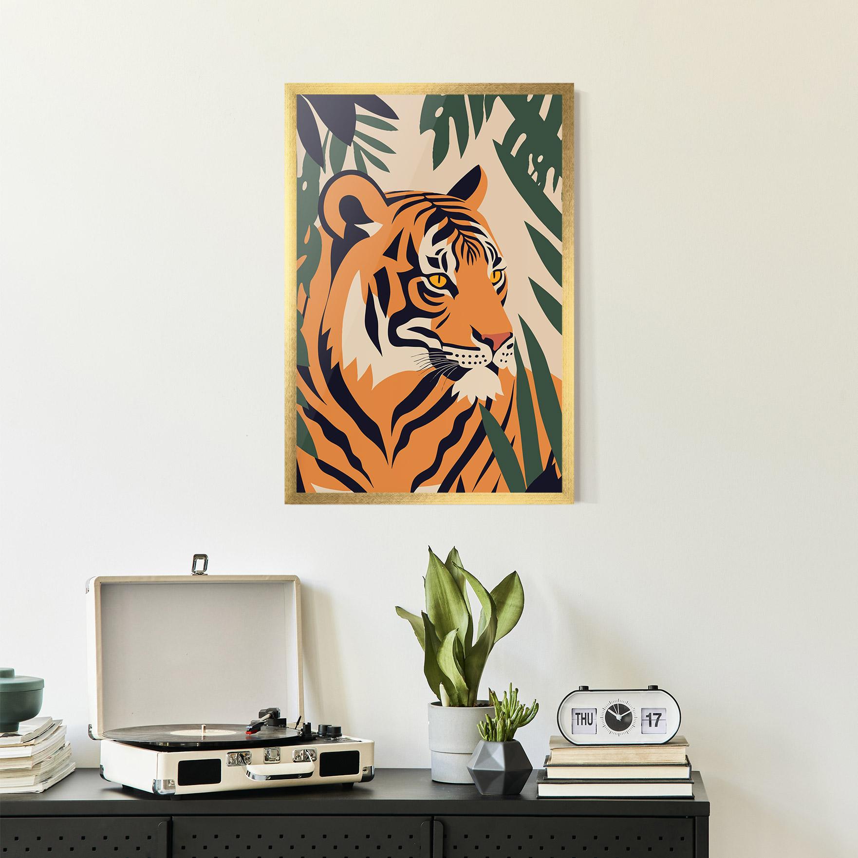 Gerahmte Poster Cartoon Style Tiger mockup 2