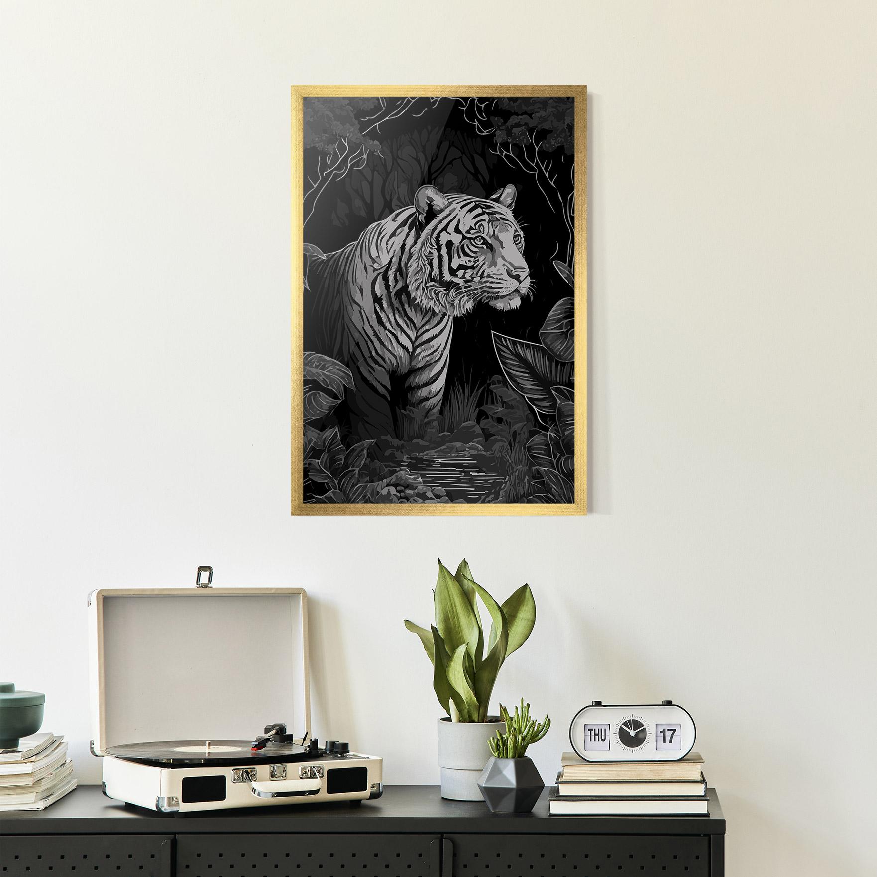 Gerahmte Poster Grey Tiger mockup 2