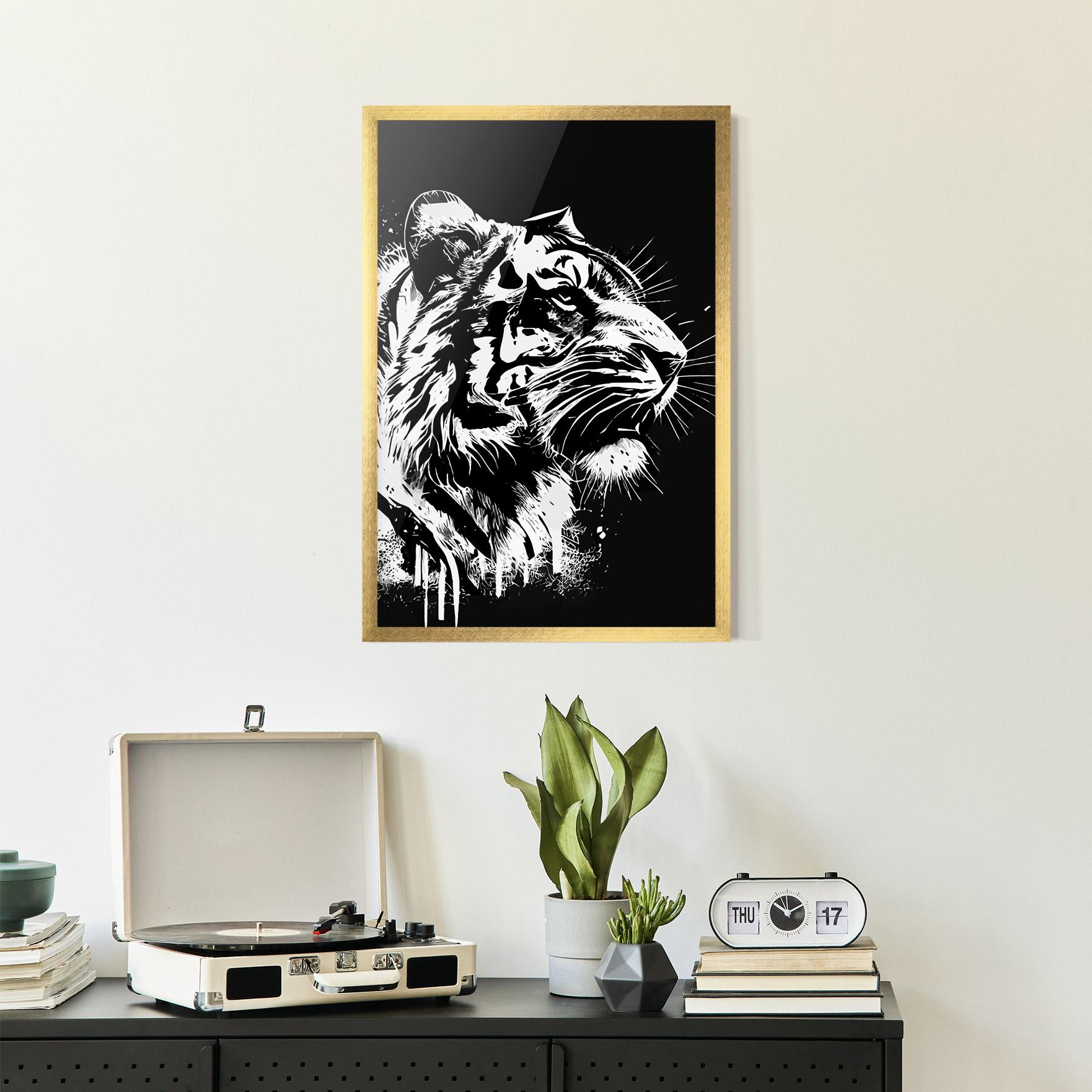 Gerahmte Poster White Ink Tiger mockup 2