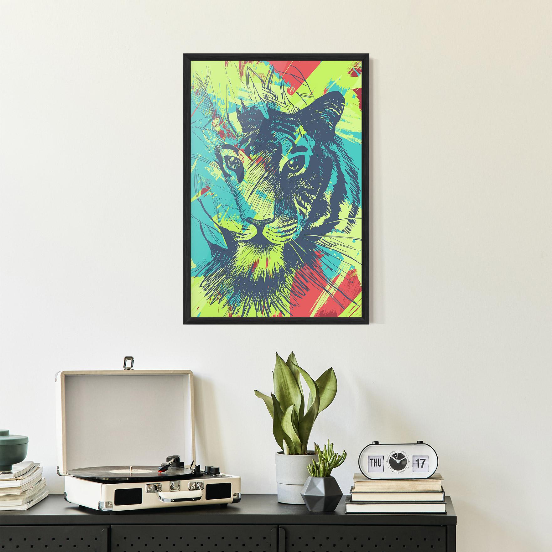 Gerahmte Poster Blue Green Tiger mockup 2