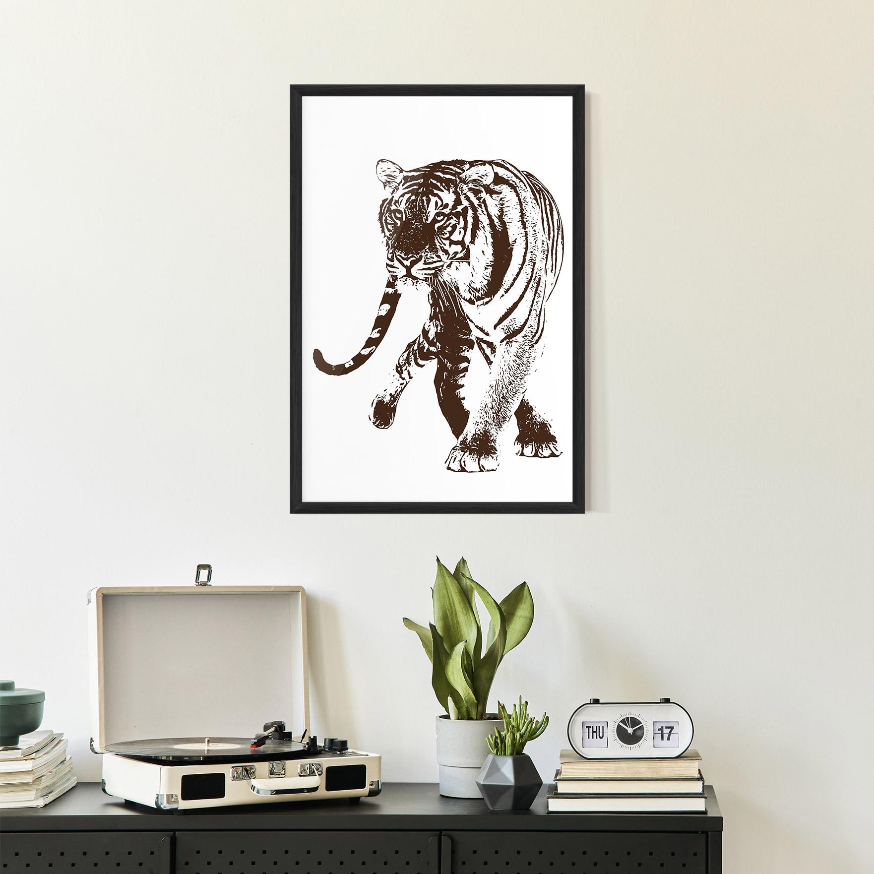 Gerahmte Poster Brown Line Tiger mockup 2