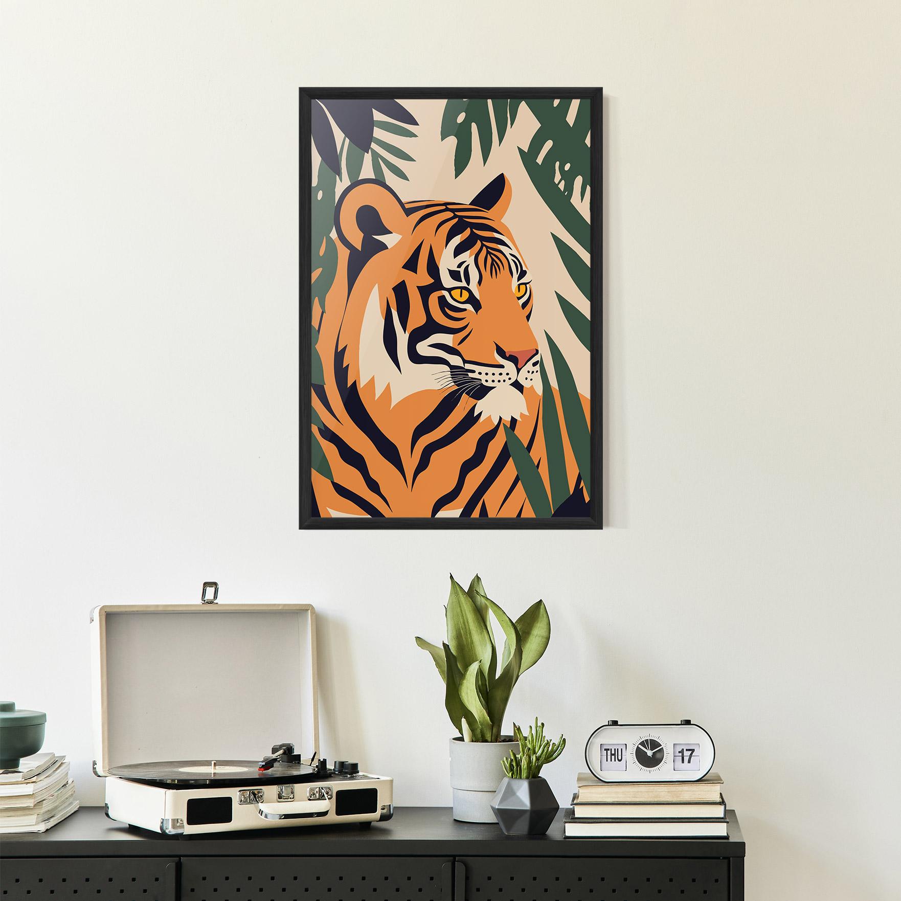 Gerahmte Poster Cartoon Style Tiger mockup 2