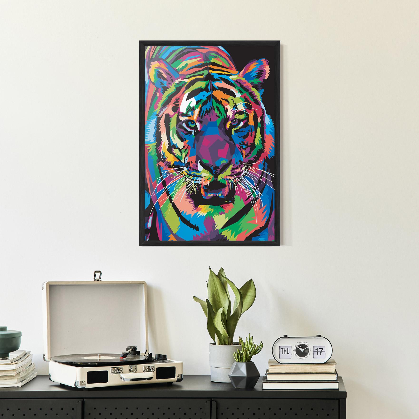 Gerahmte Poster Mix Color Tiger mockup 2