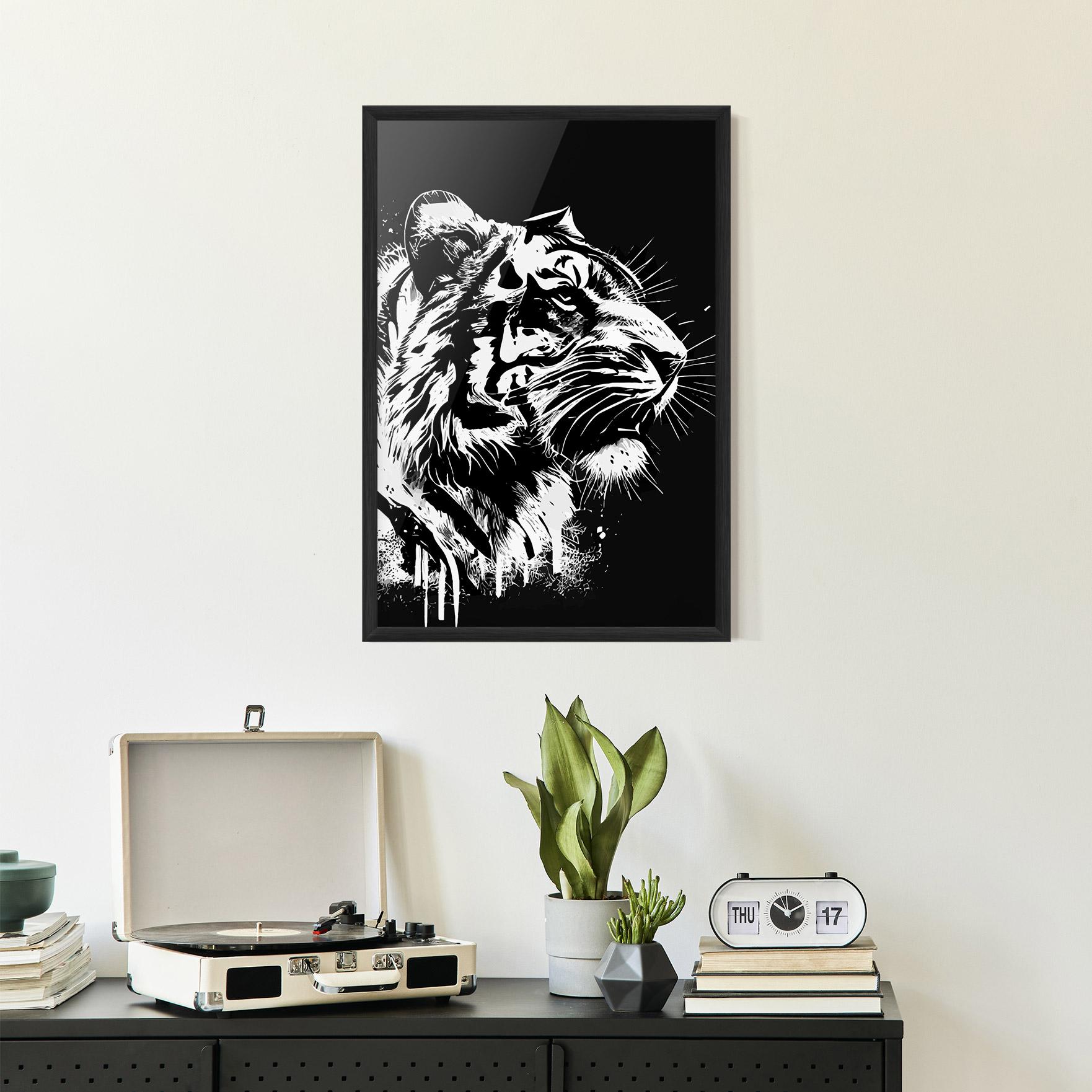 Gerahmte Poster White Ink Tiger mockup 2