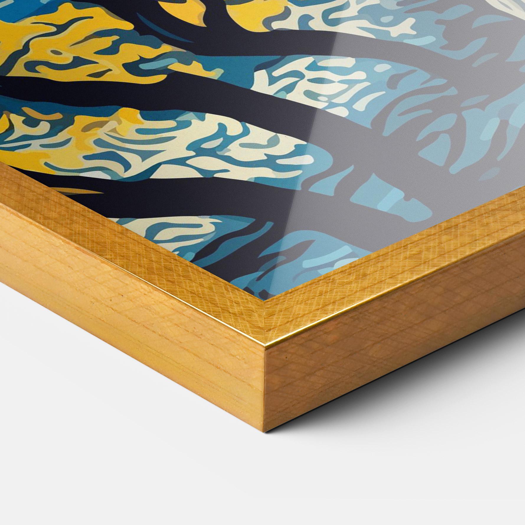 Gerahmte Poster Tiger Blue Painting mockup 3