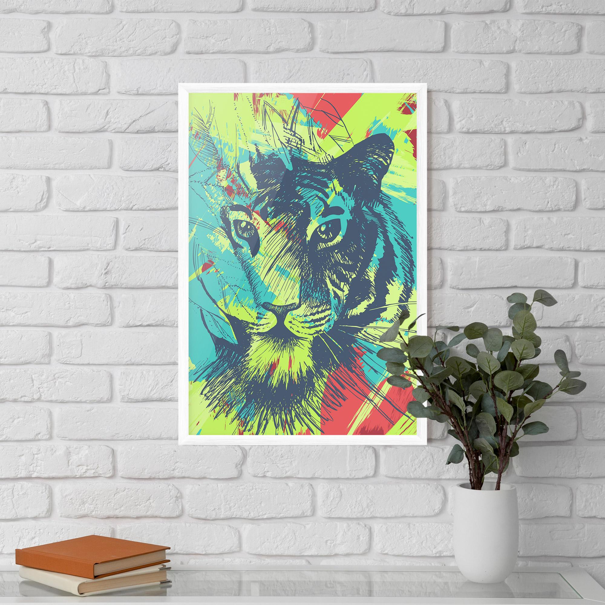 Gerahmte Poster Blue Green Tiger mockup 5