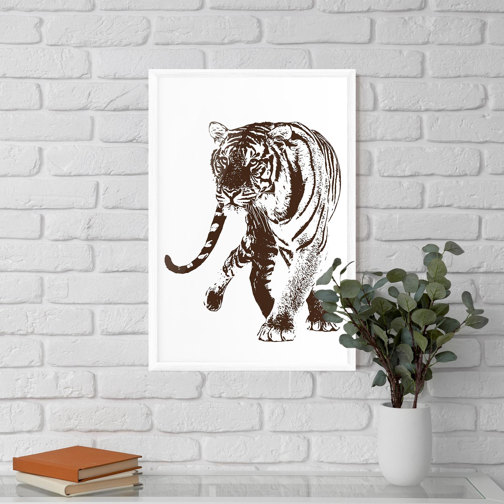 Gerahmte Poster Brown Line Tiger mockup 5