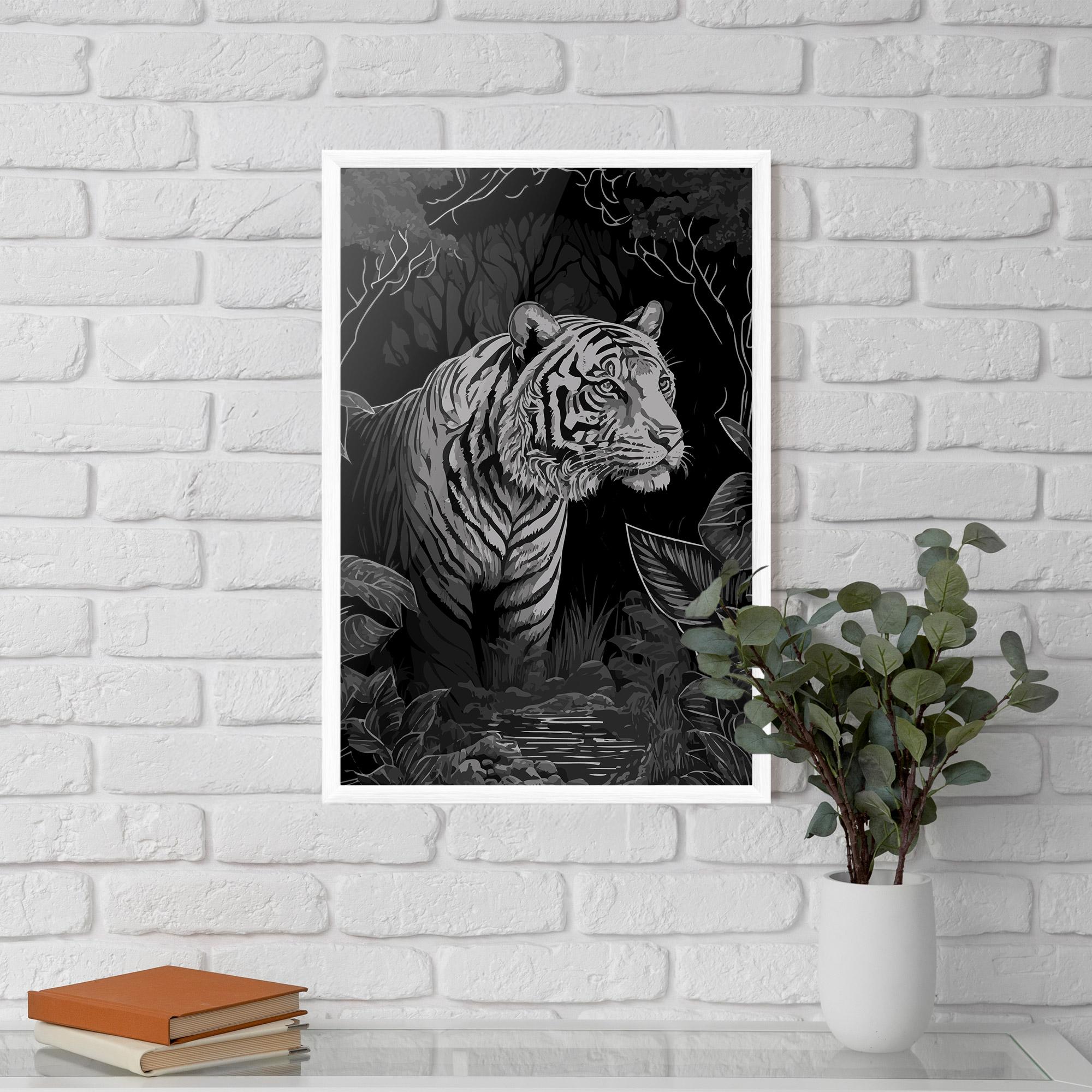 Gerahmte Poster Grey Tiger mockup 5