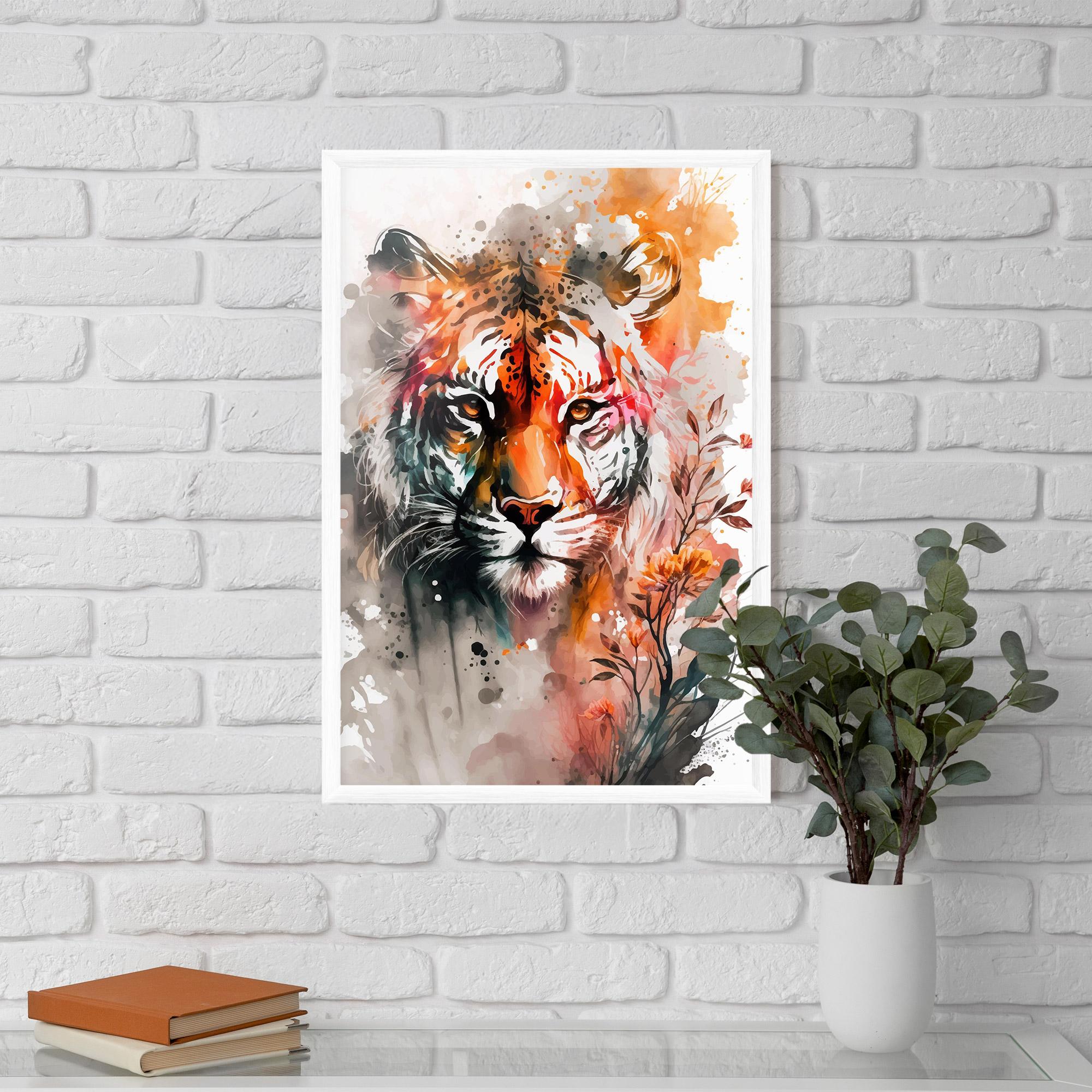 Gerahmte Poster Orange Art Tiger mockup 5