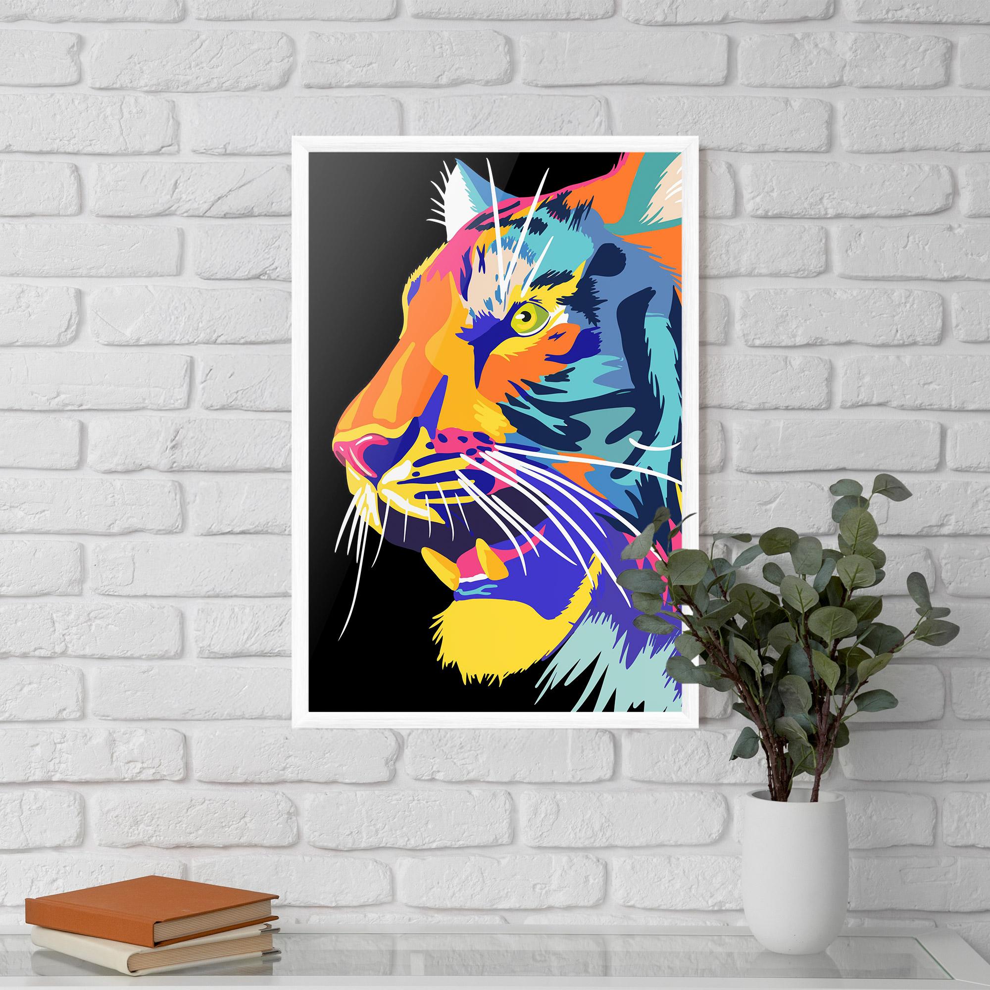 Gerahmte Poster Pretty Colorful Tiger mockup 5