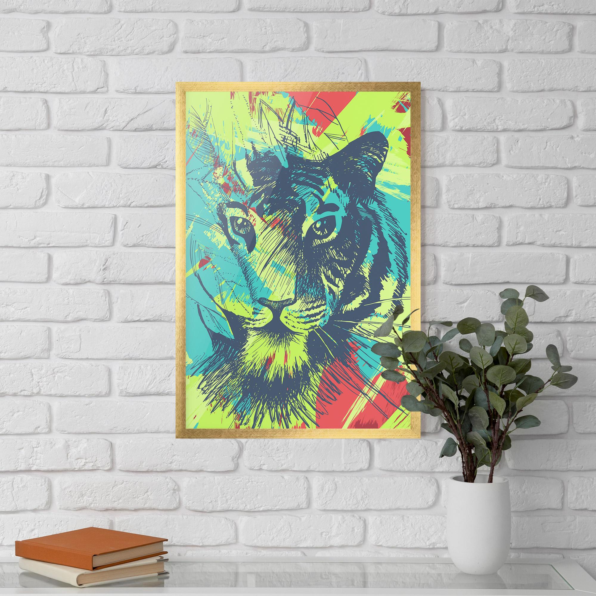 Gerahmte Poster Blue Green Tiger mockup 5