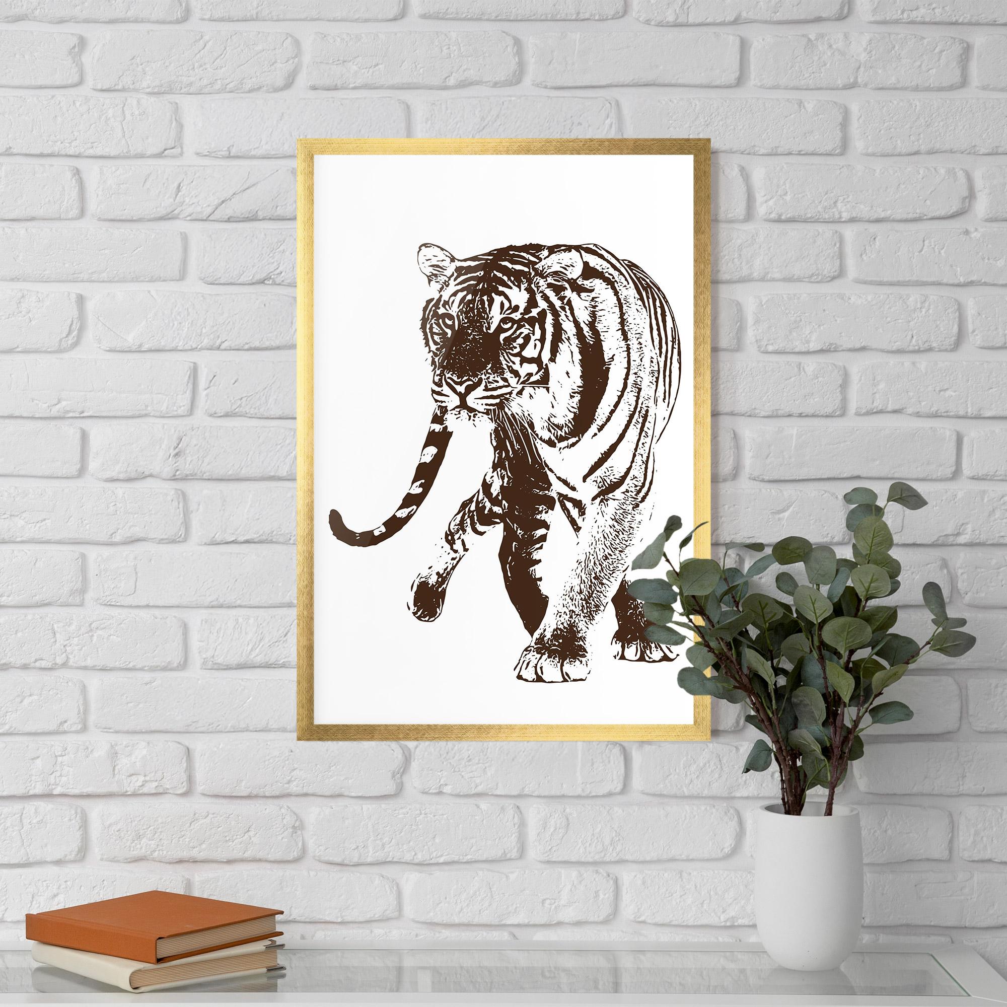 Gerahmte Poster Brown Line Tiger mockup 5