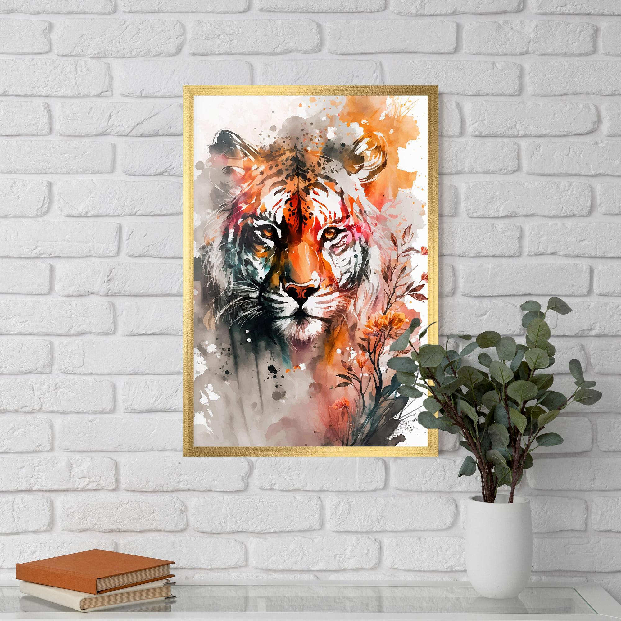 Gerahmte Poster Orange Art Tiger mockup 5