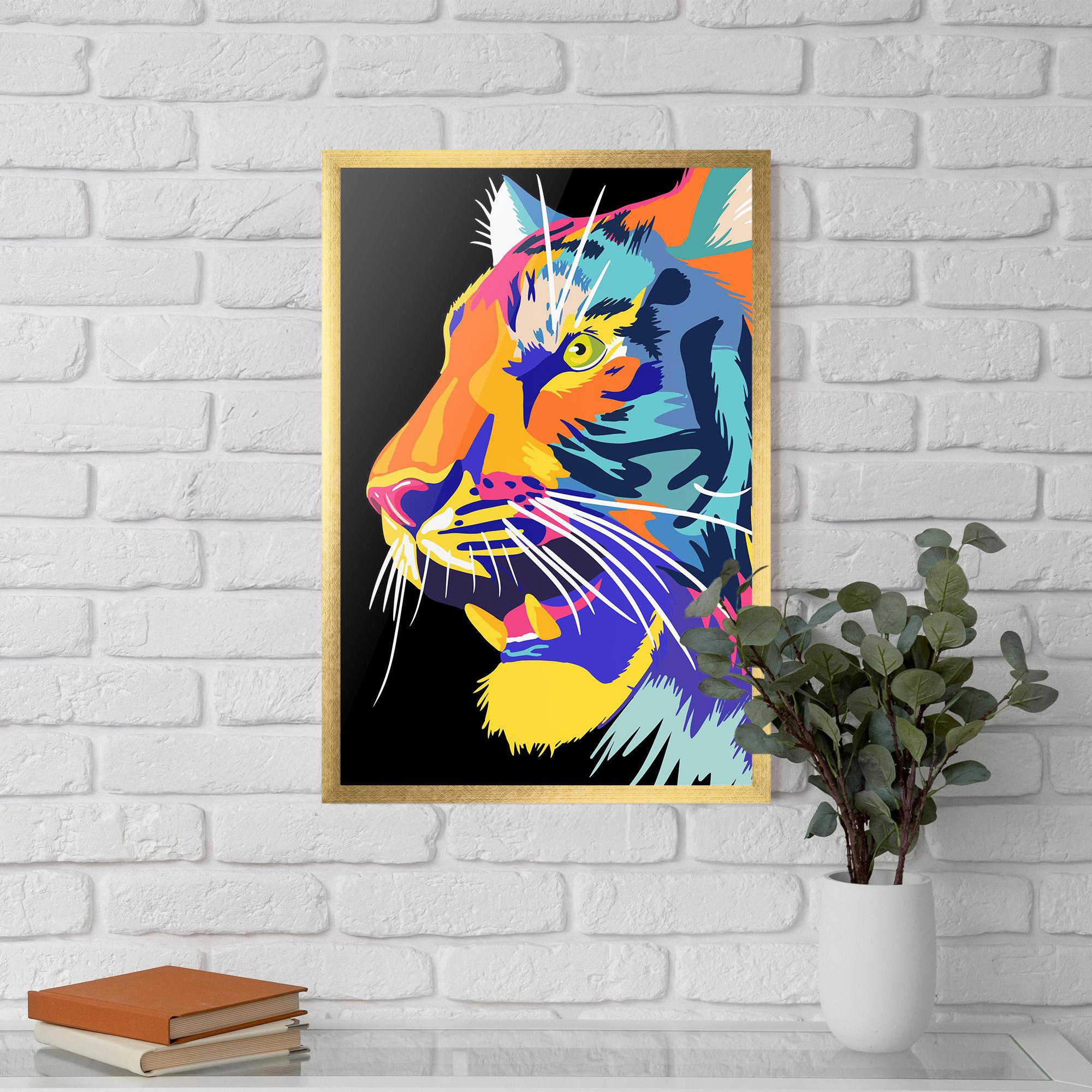 Gerahmte Poster Pretty Colorful Tiger mockup 5