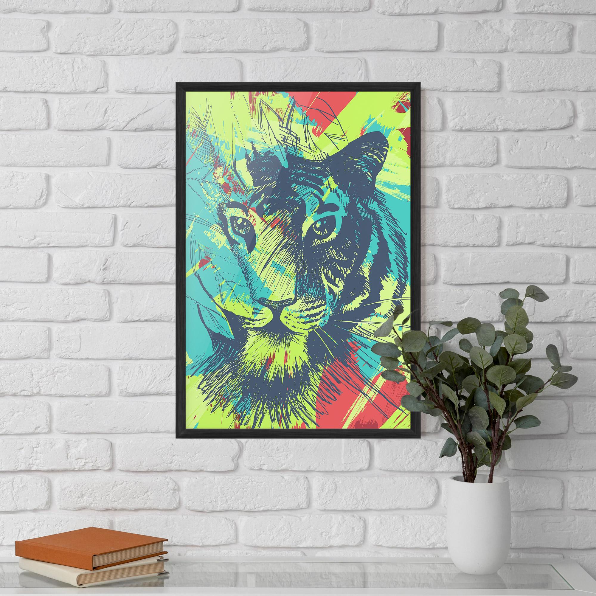 Gerahmte Poster Blue Green Tiger mockup 5