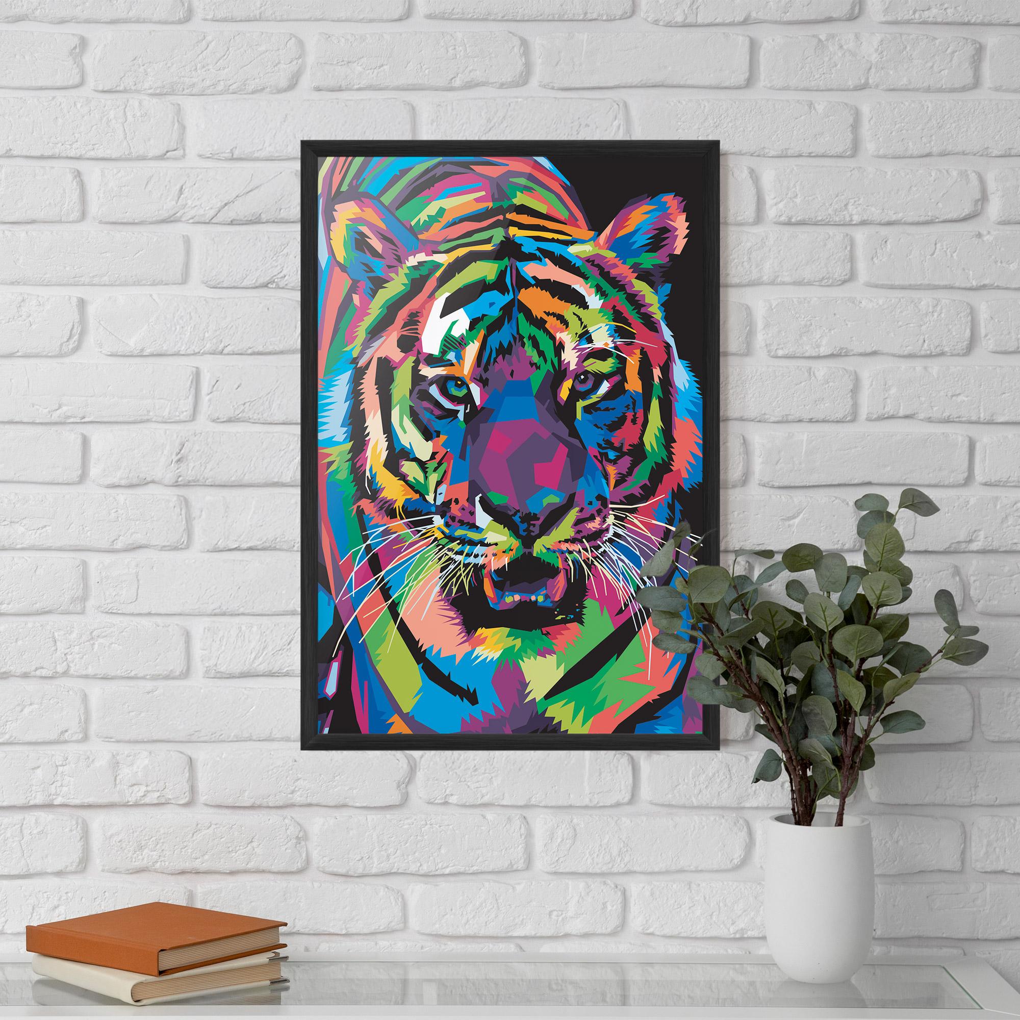 Gerahmte Poster Mix Color Tiger mockup 5