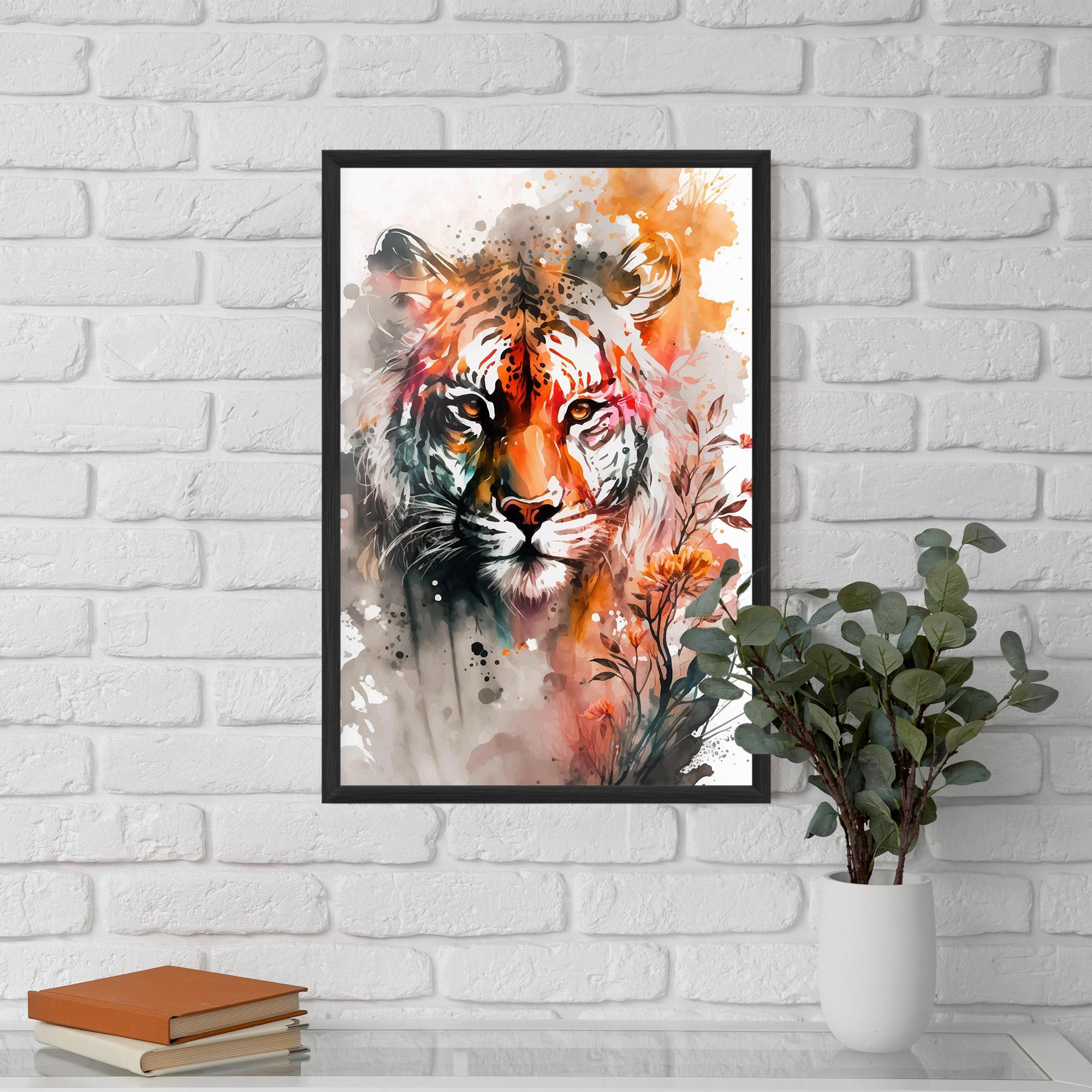 Gerahmte Poster Orange Art Tiger mockup 5