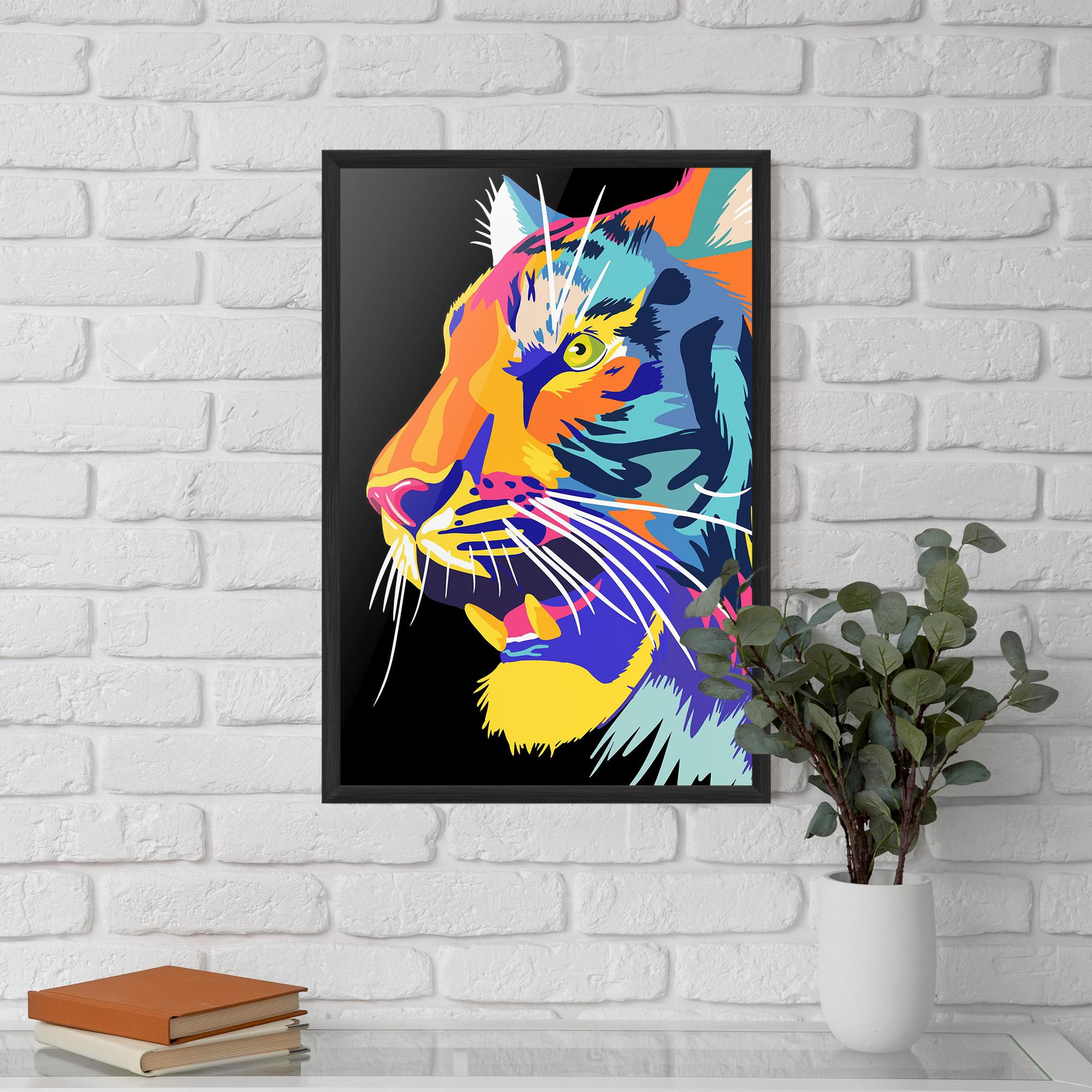Gerahmte Poster Pretty Colorful Tiger mockup 5
