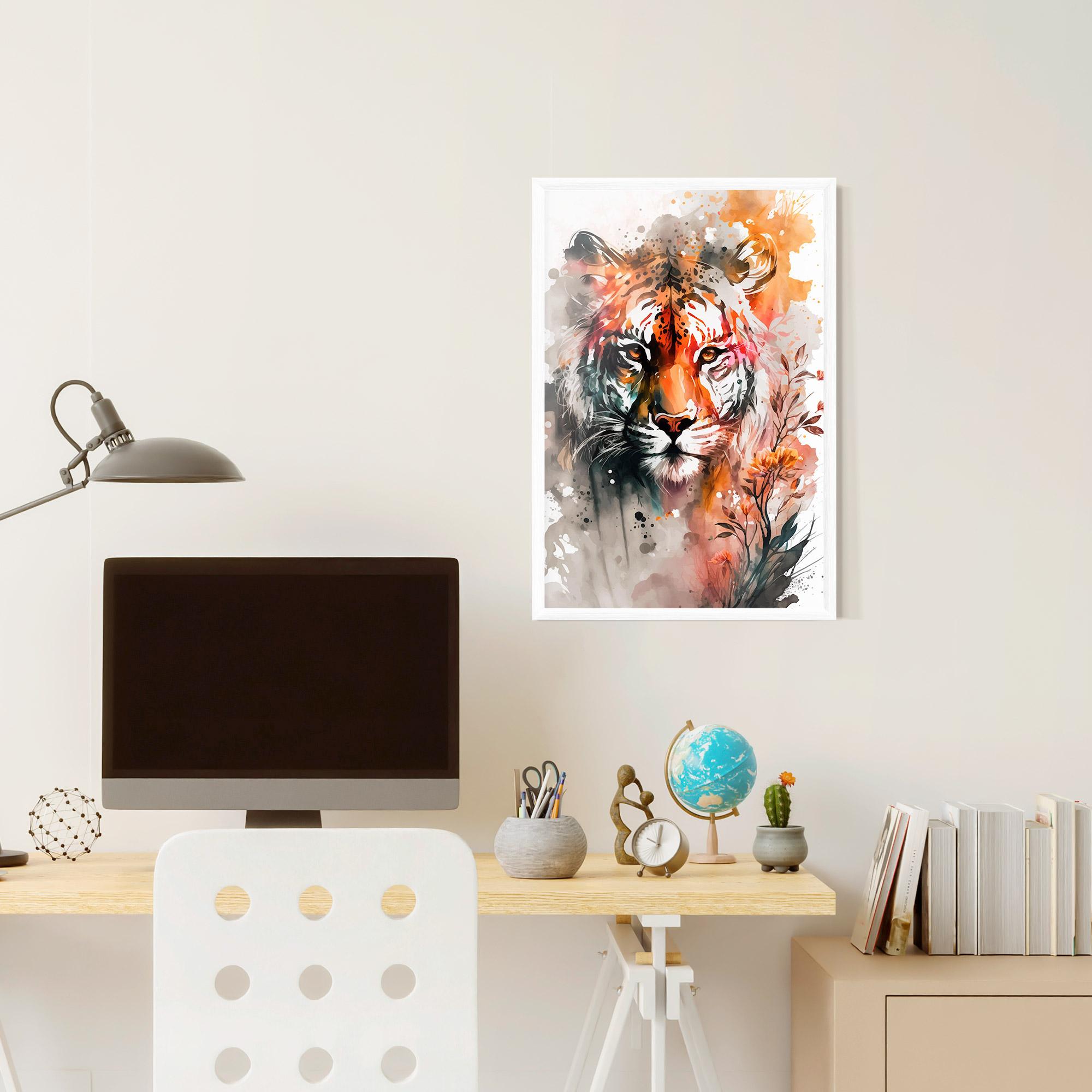 Gerahmte Poster Orange Art Tiger mockup 6